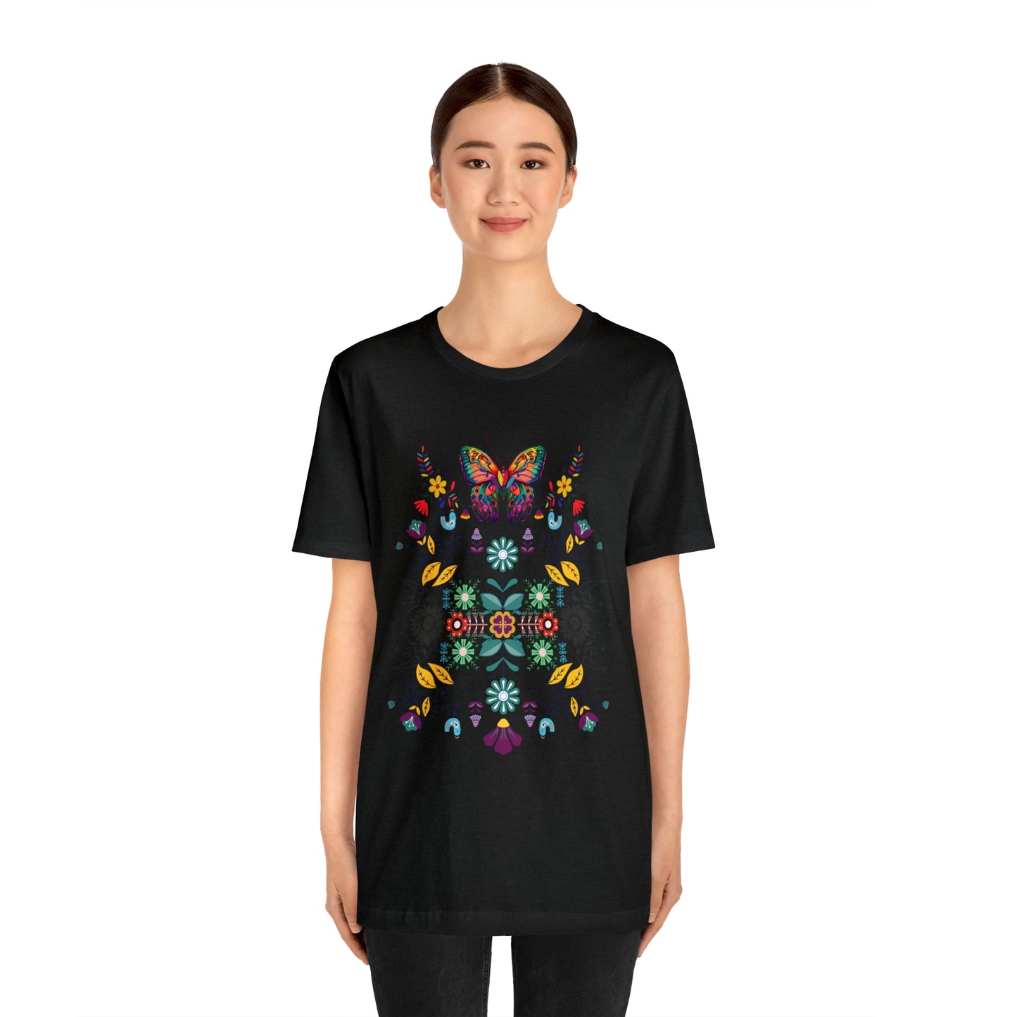 Celestial Folk art butterfly Unisex Jersey Short Sleeve Tee