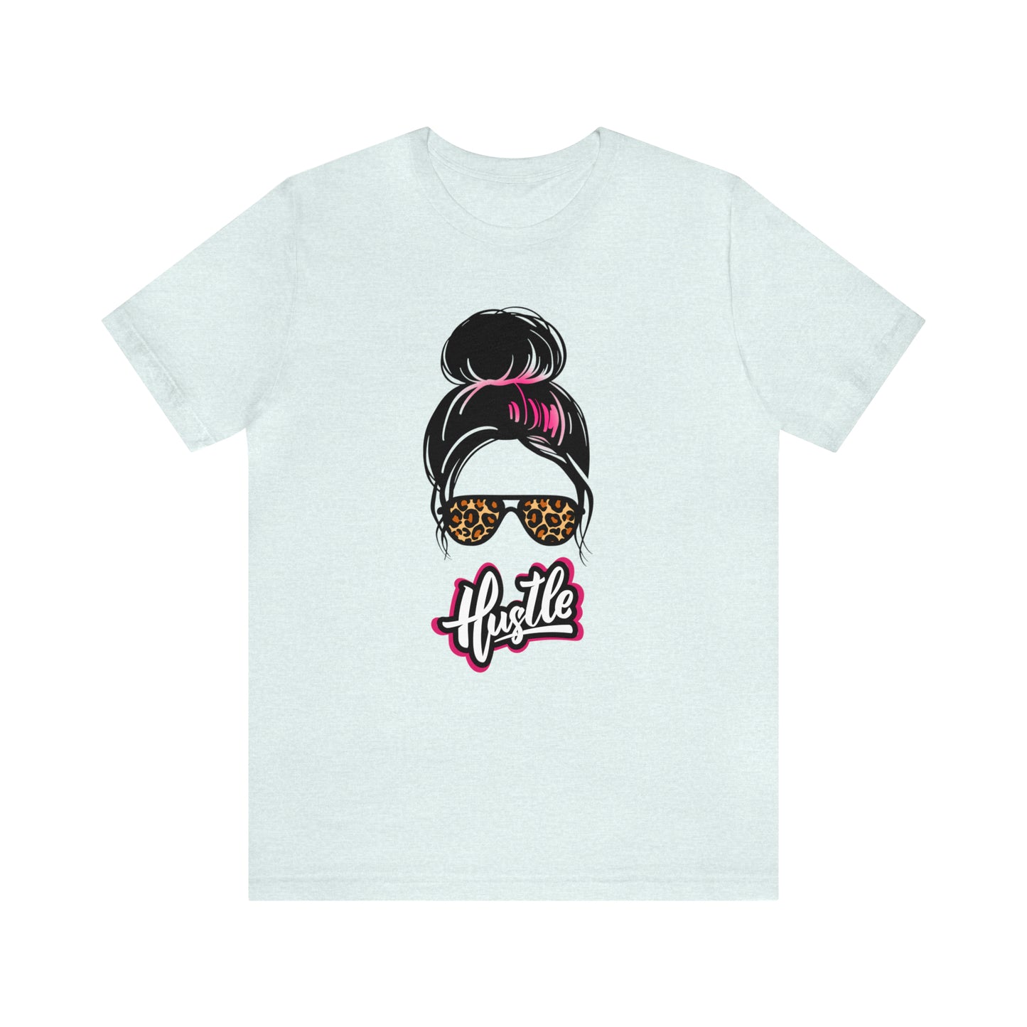 Hustle messy bun pink Unisex Jersey Short Sleeve Tee