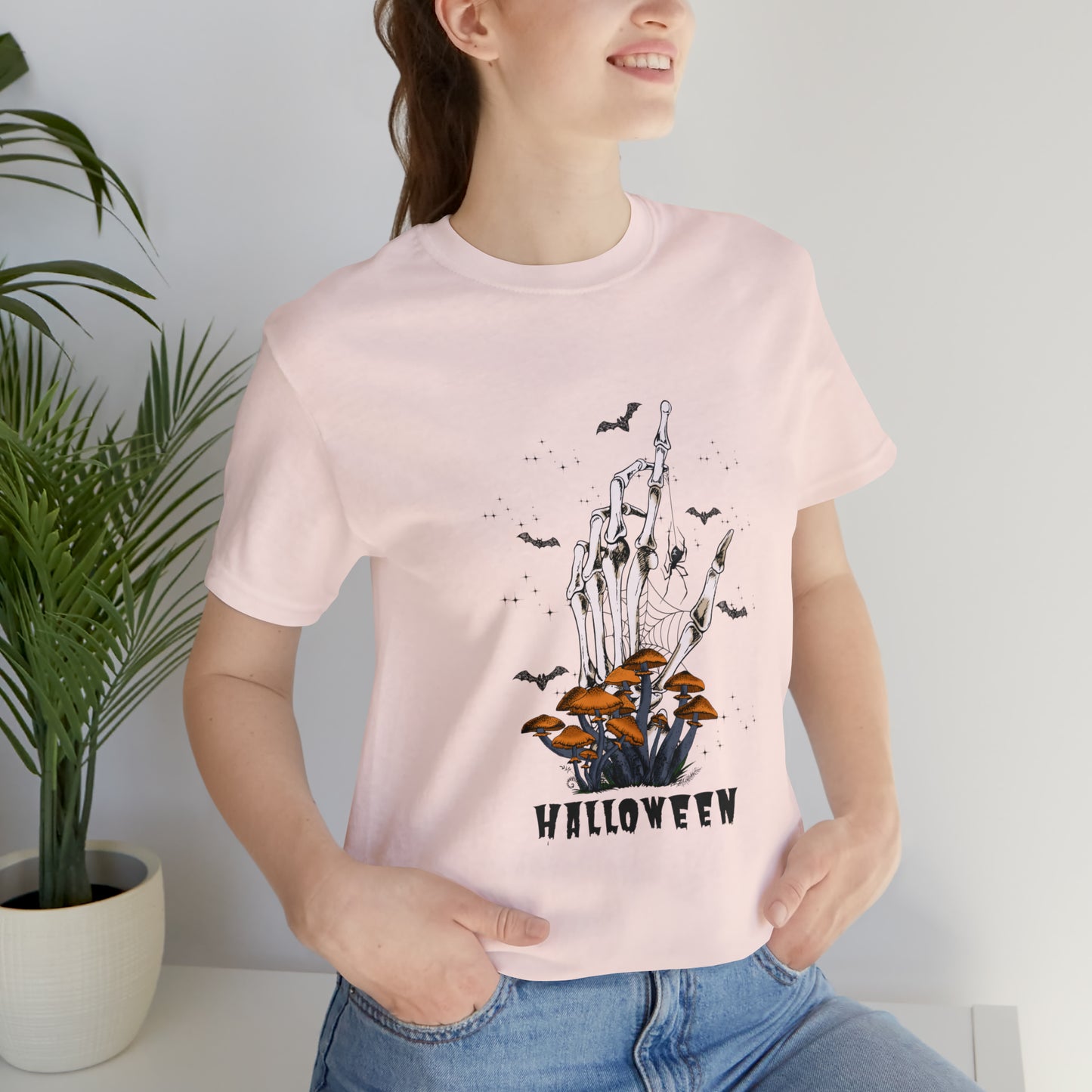 Halloween hand mushrooms Unisex Jersey Short Sleeve Tee