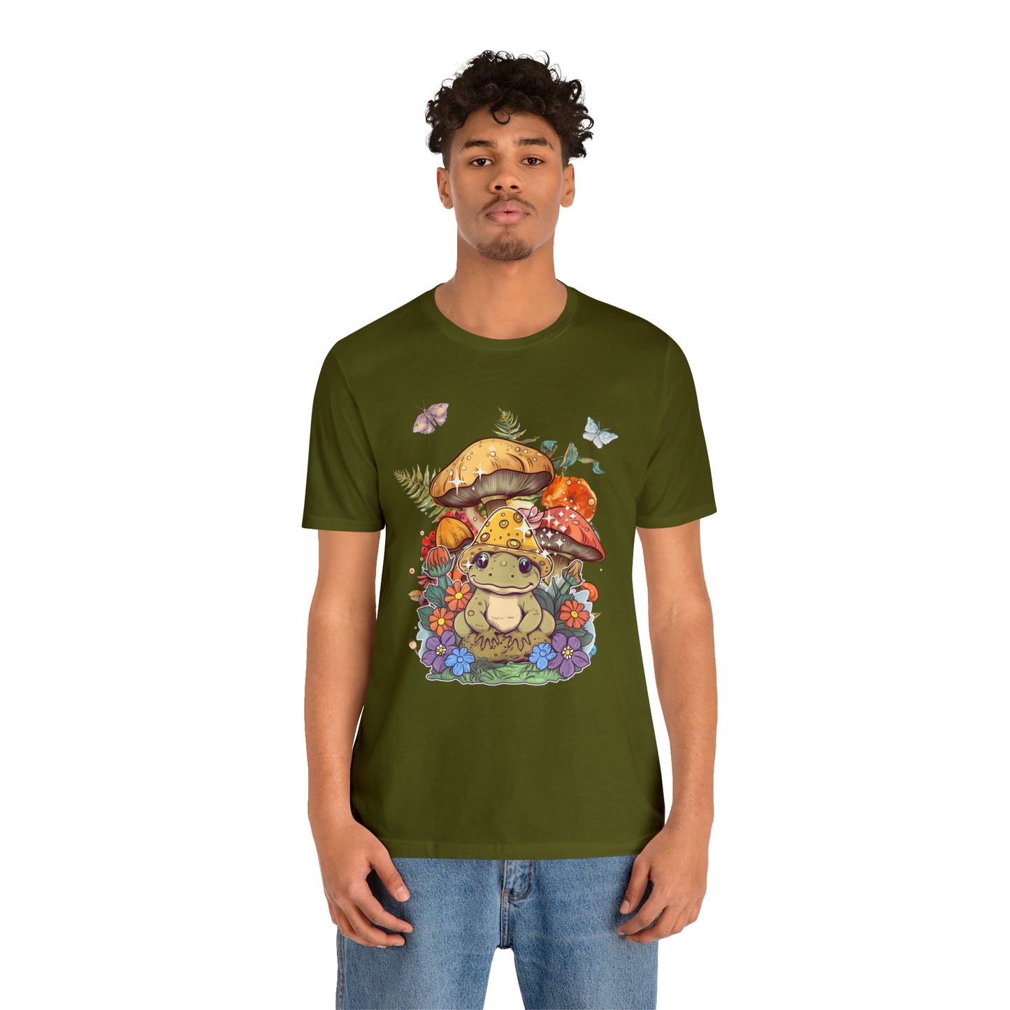 Frog and mushroom cute Unisex Jersey Short Sleeve Tee