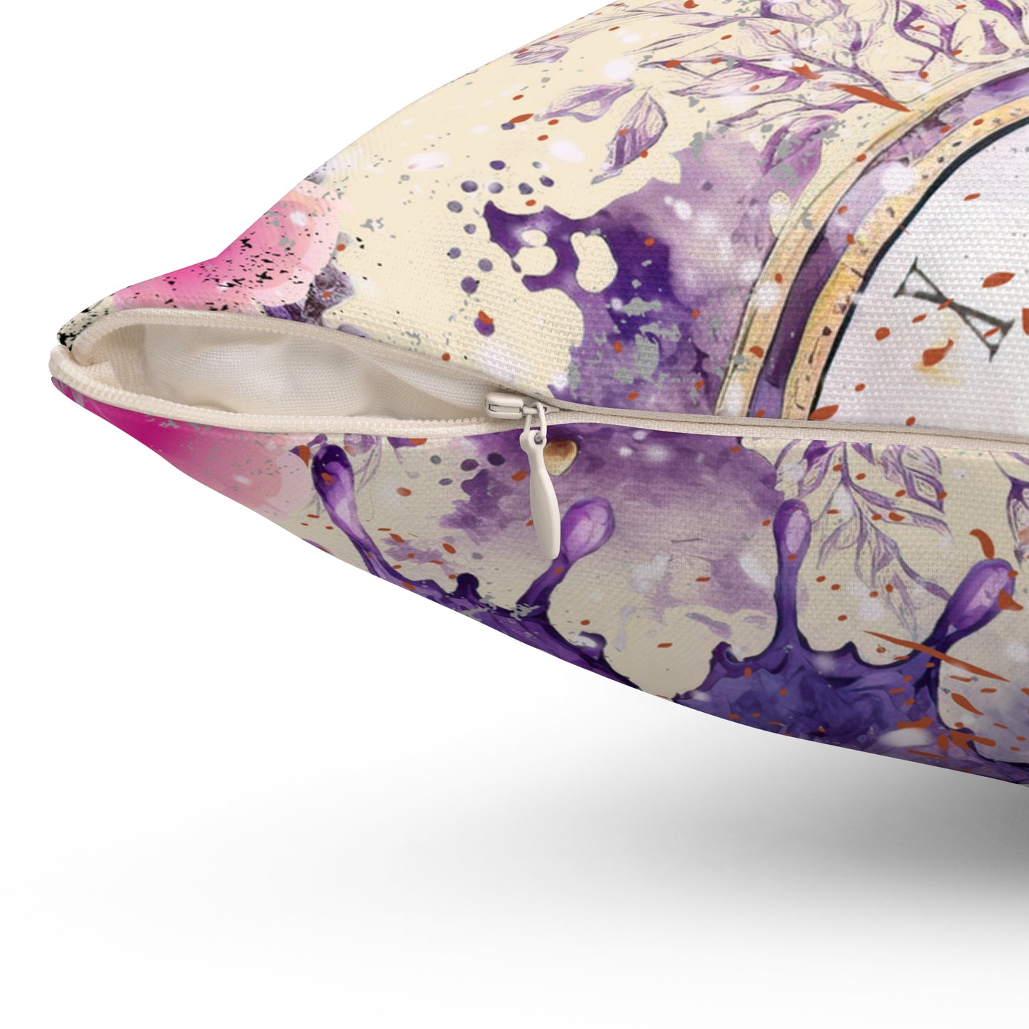 Purple floral Spun Polyester Square Pillow