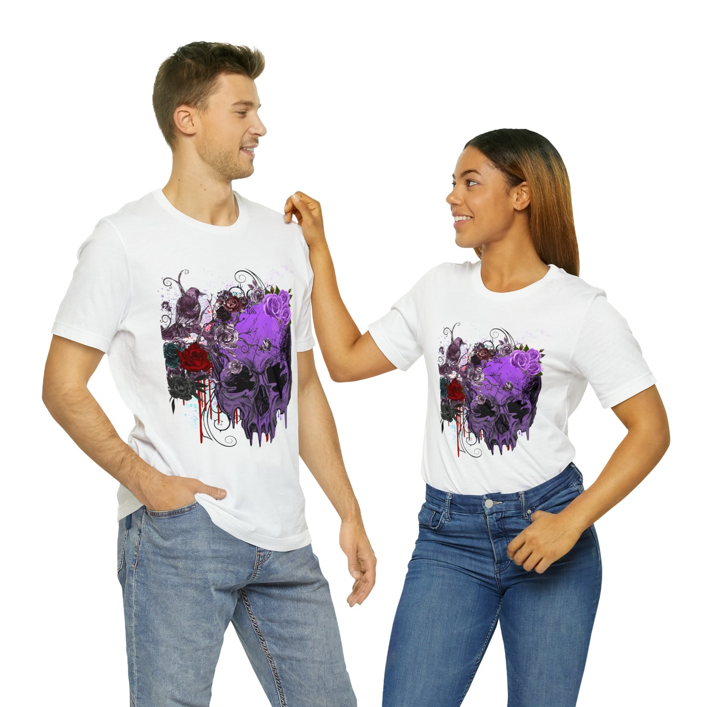 Halloween skull purple Unisex Jersey Short Sleeve Tee