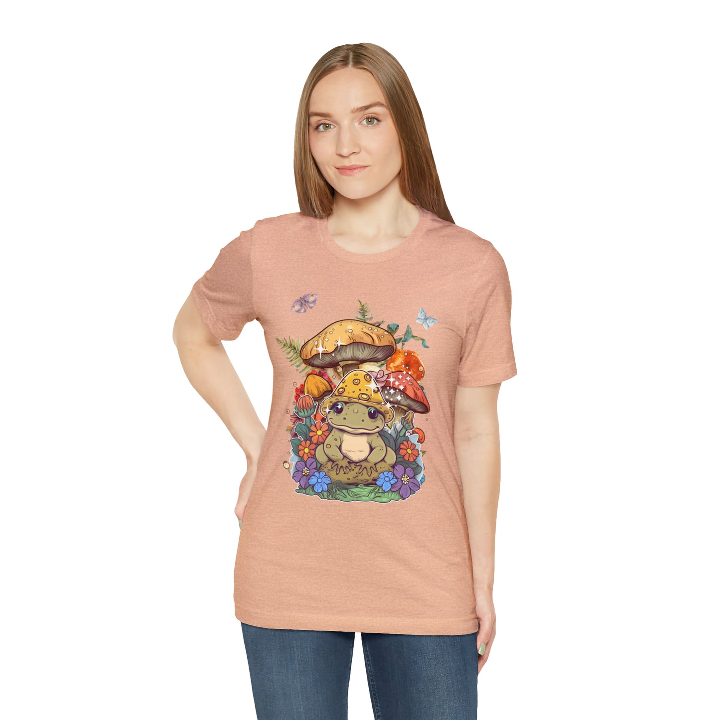 Frog and mushroom cute Unisex Jersey Short Sleeve Tee