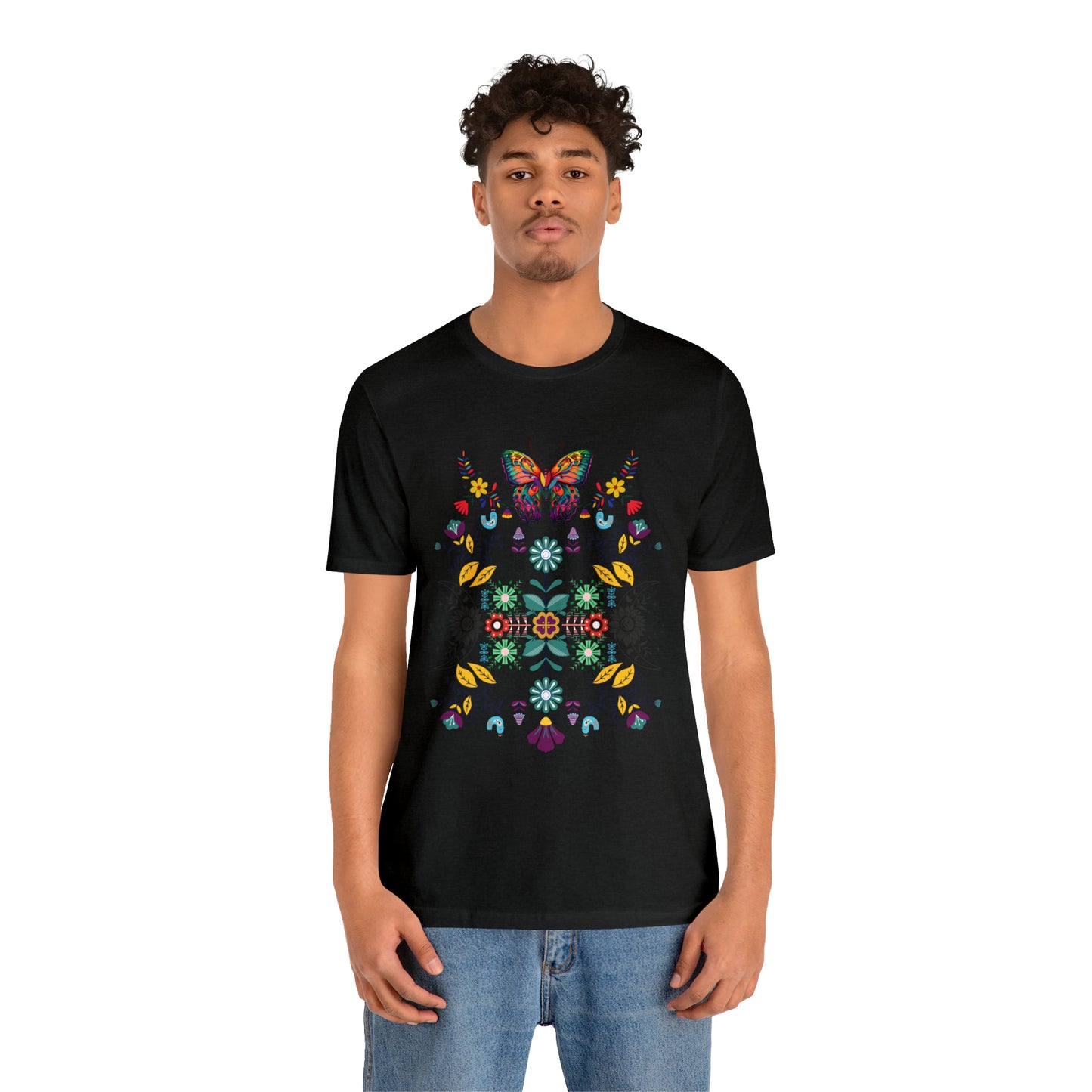 Celestial Folk art butterfly Unisex Jersey Short Sleeve Tee