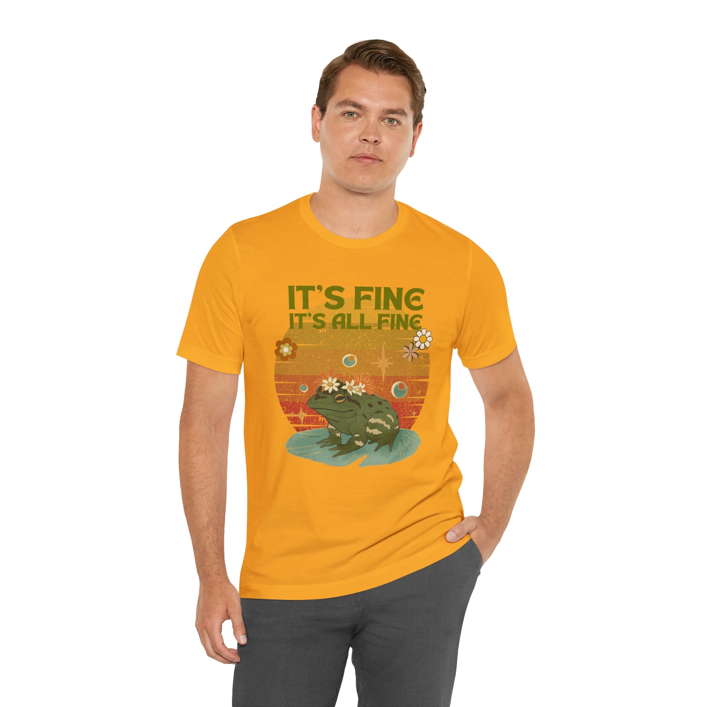 It's fine, it's all fine Cottage Frog Unisex Jersey Short Sleeve Tee