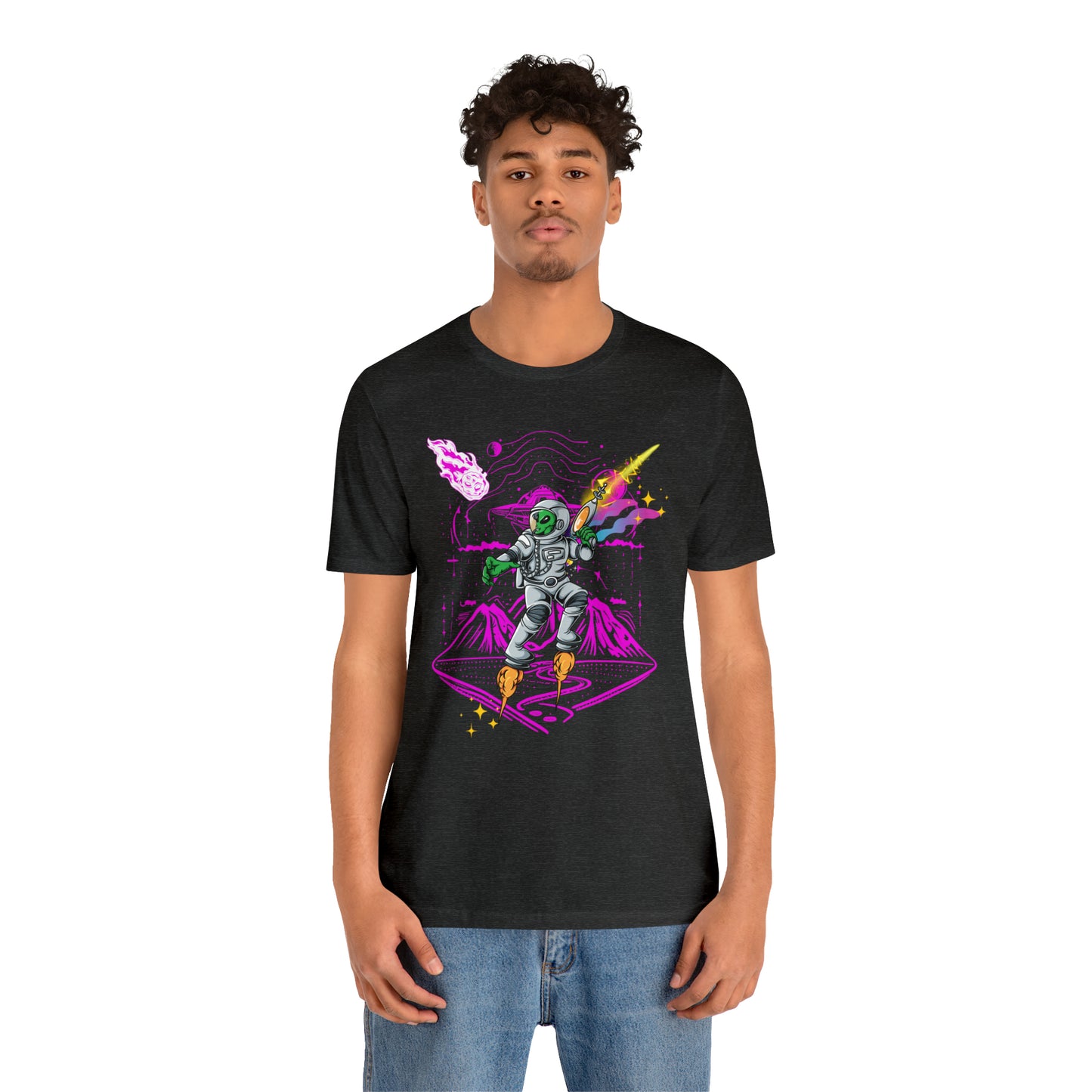 Alien and ray gun Unisex Jersey Short Sleeve Tee