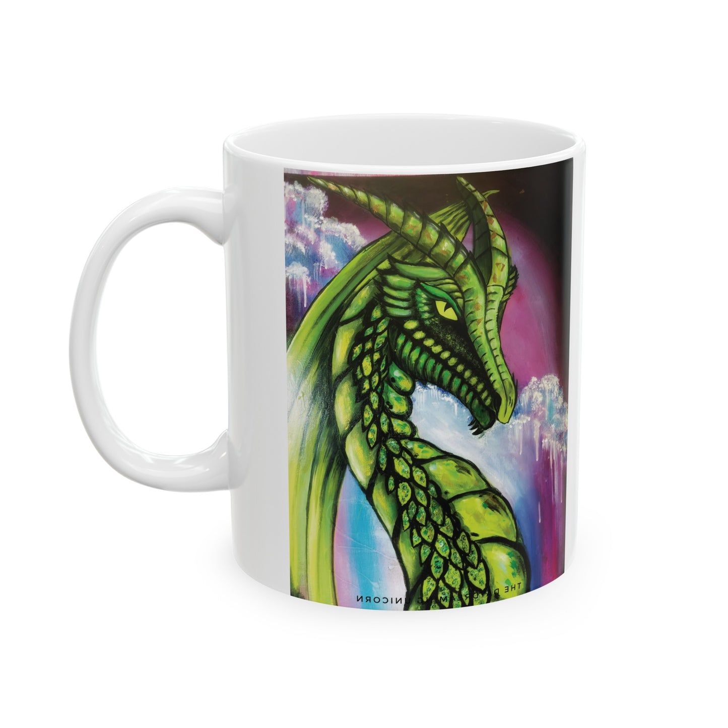 Ceramic Mug, (11oz, 15oz) Artwork Green Dragon