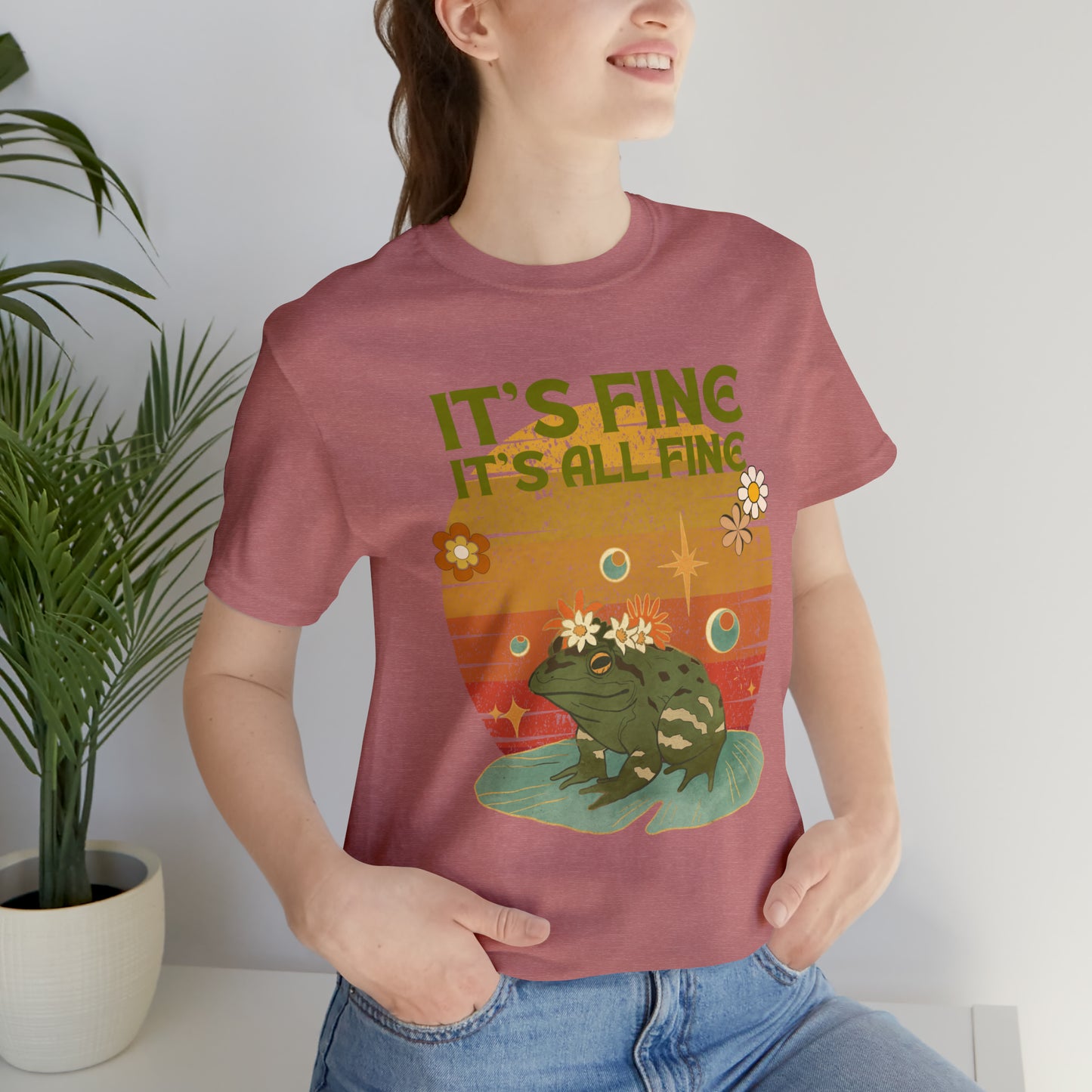 It's fine, it's all fine Cottage Frog Unisex Jersey Short Sleeve Tee