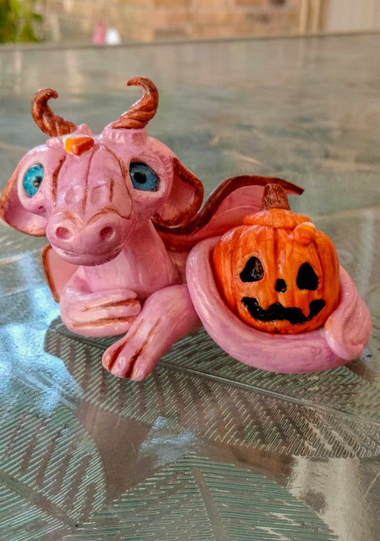 Pink pumpkin dragon Clay collectible