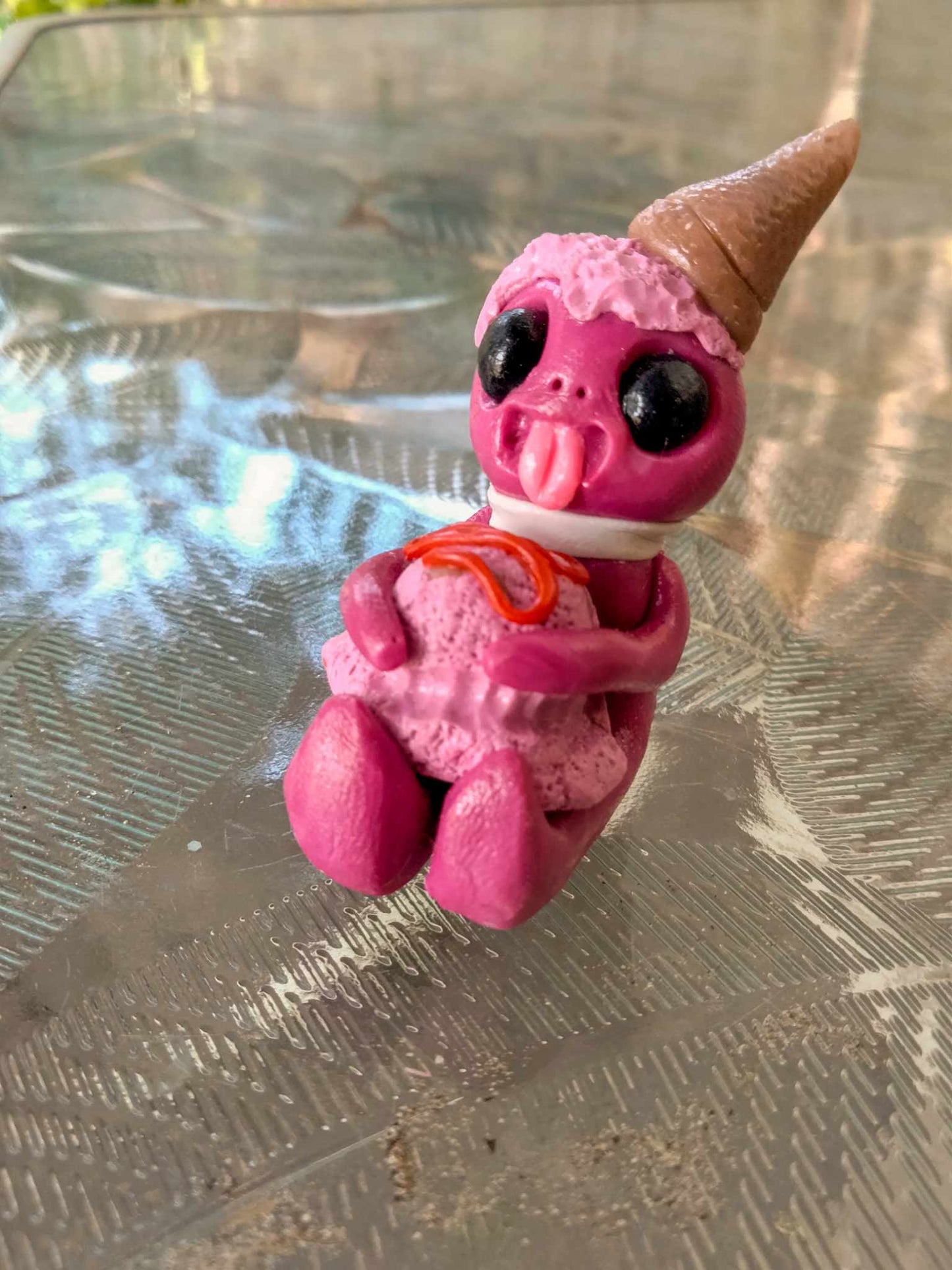 Strawberry ice cream alien clay collectible