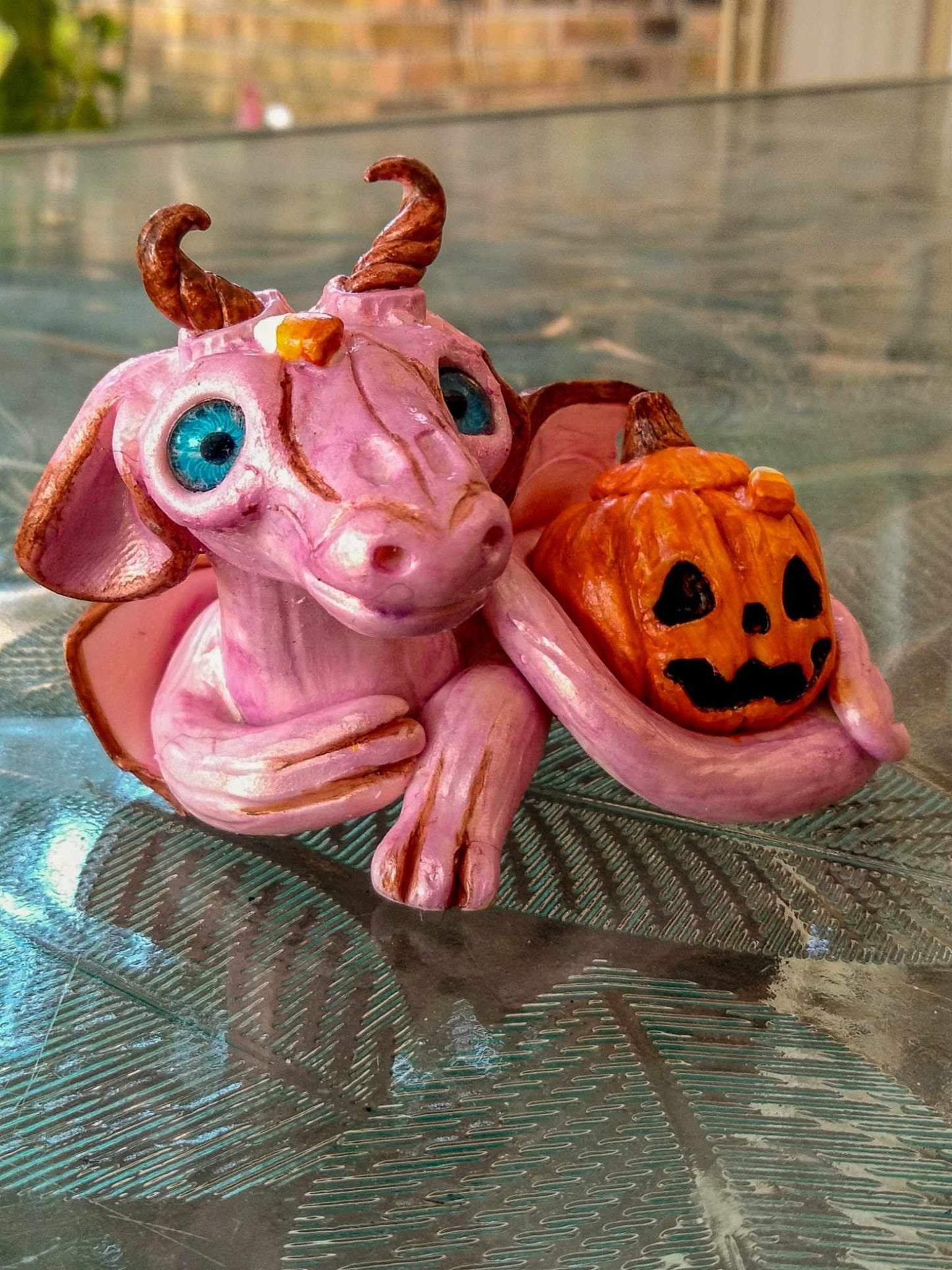 Pink pumpkin dragon Clay collectible