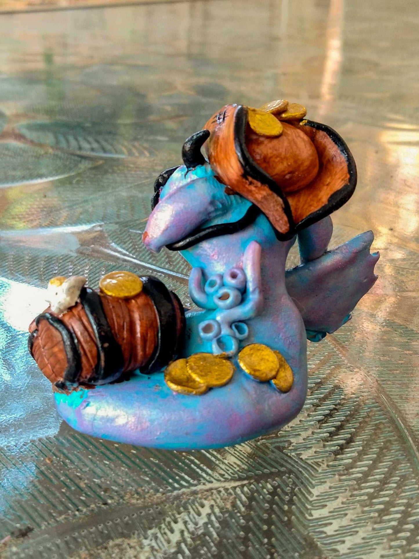 Pirate mer-dragon clay collectible