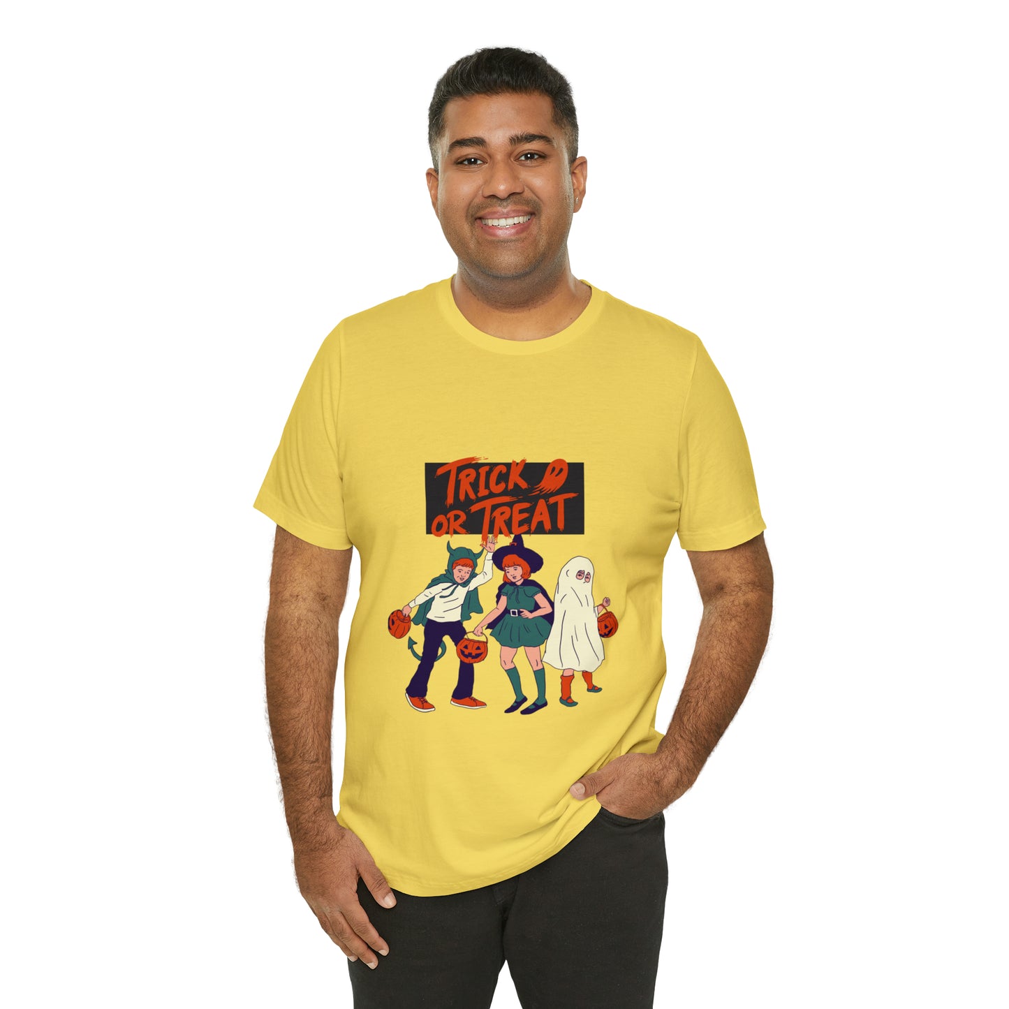 Halloween Trick or Treat Unisex Jersey Short Sleeve Tee