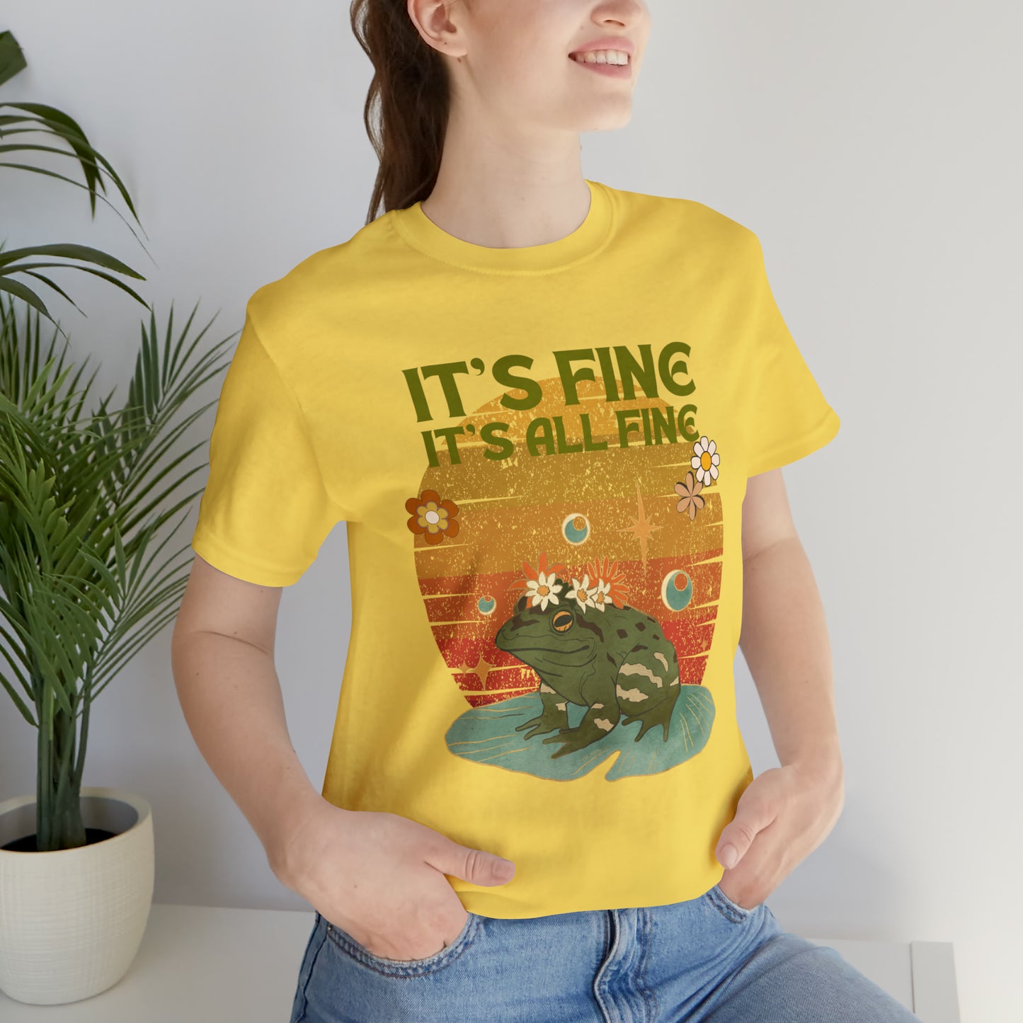 It's fine, it's all fine Cottage Frog Unisex Jersey Short Sleeve Tee