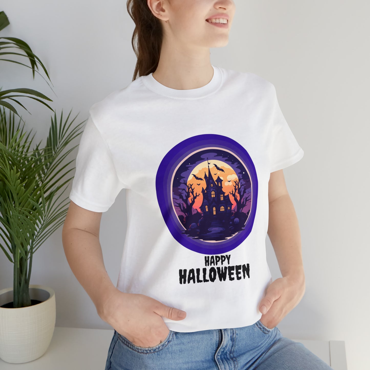 Halloween haunted house Unisex Jersey Short Sleeve Tee