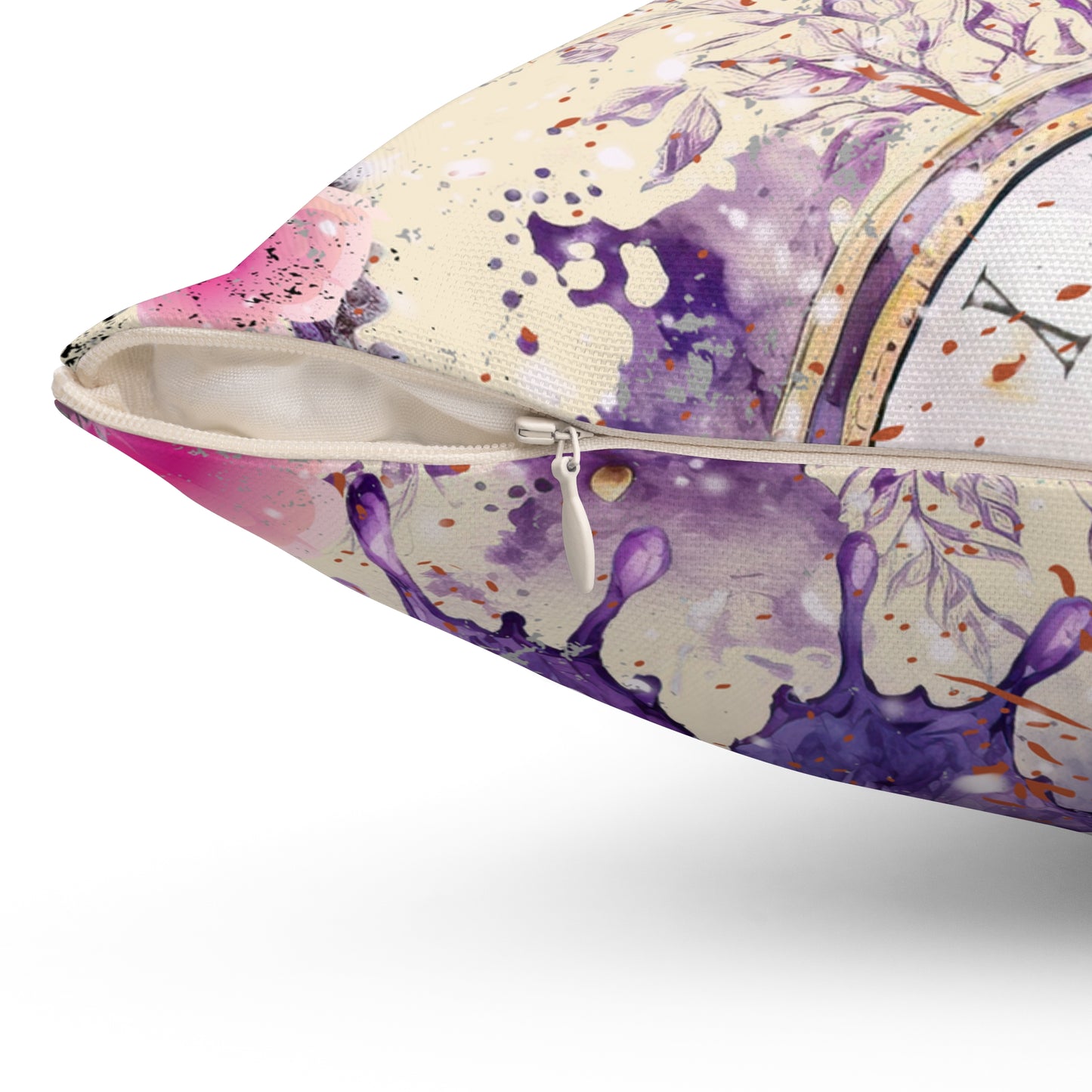 Purple floral Spun Polyester Square Pillow