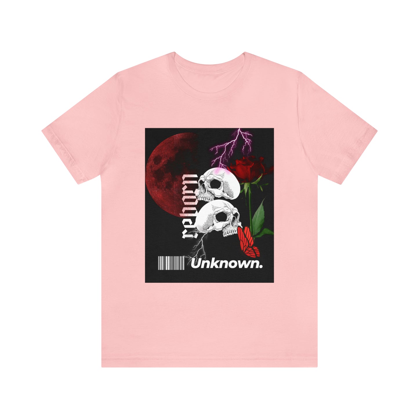 Reborn skull with red rose Unisex Jersey Short Sleeve Tee