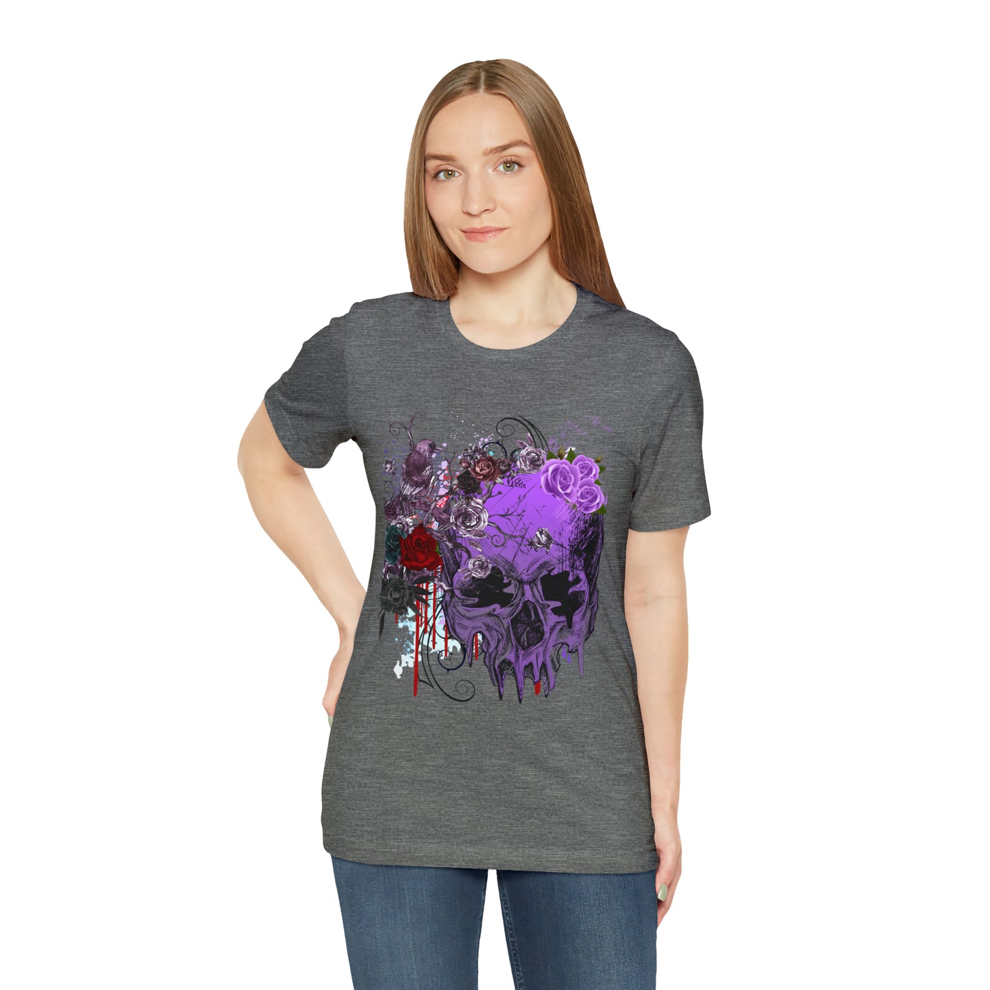 Halloween skull purple Unisex Jersey Short Sleeve Tee