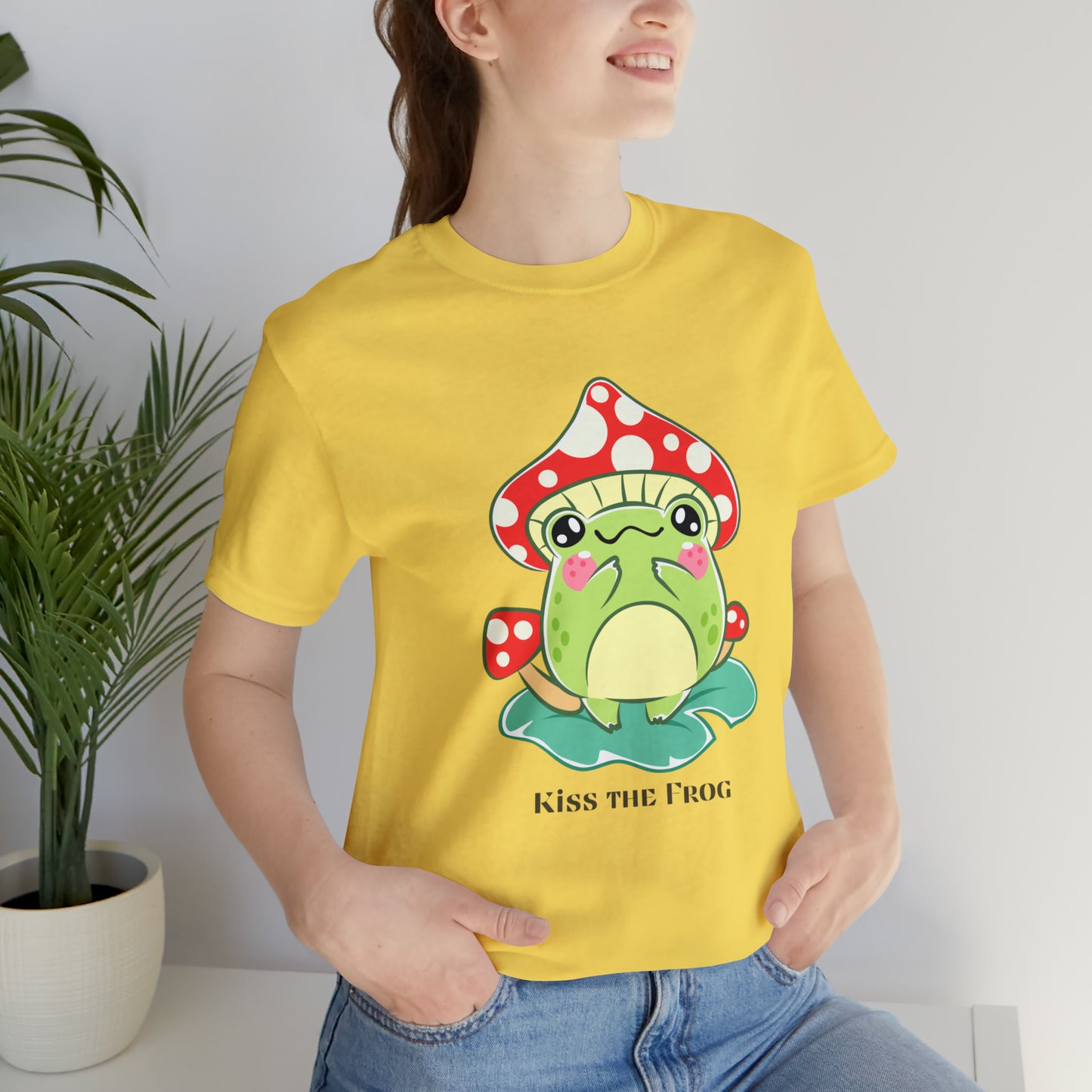 Kiss the frog kawaii cute Unisex Jersey Short Sleeve Tee