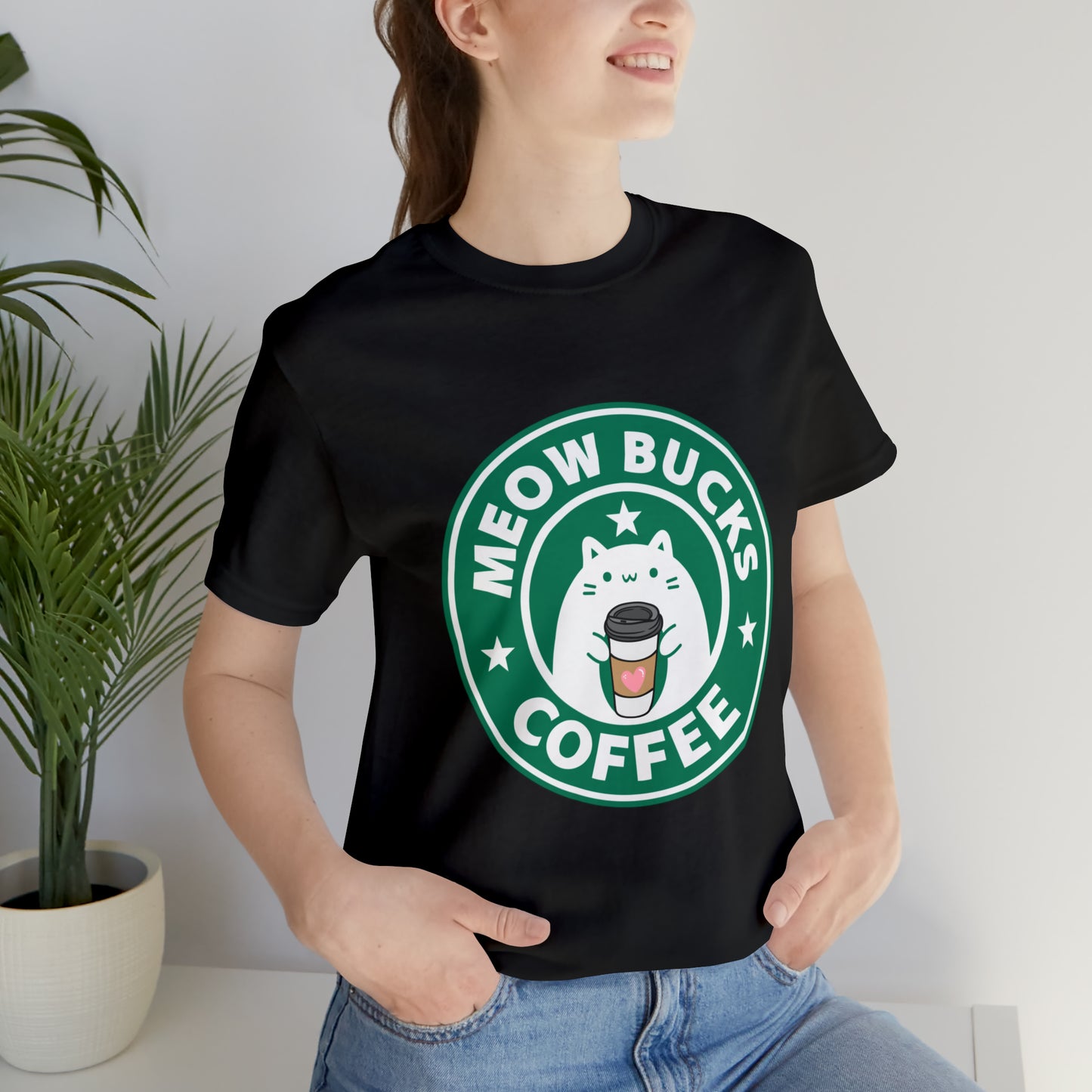 MeowBucks Coffee Unisex Jersey Short Sleeve Tee