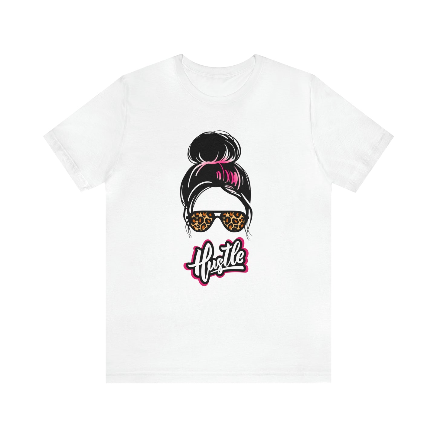 Hustle messy bun pink Unisex Jersey Short Sleeve Tee