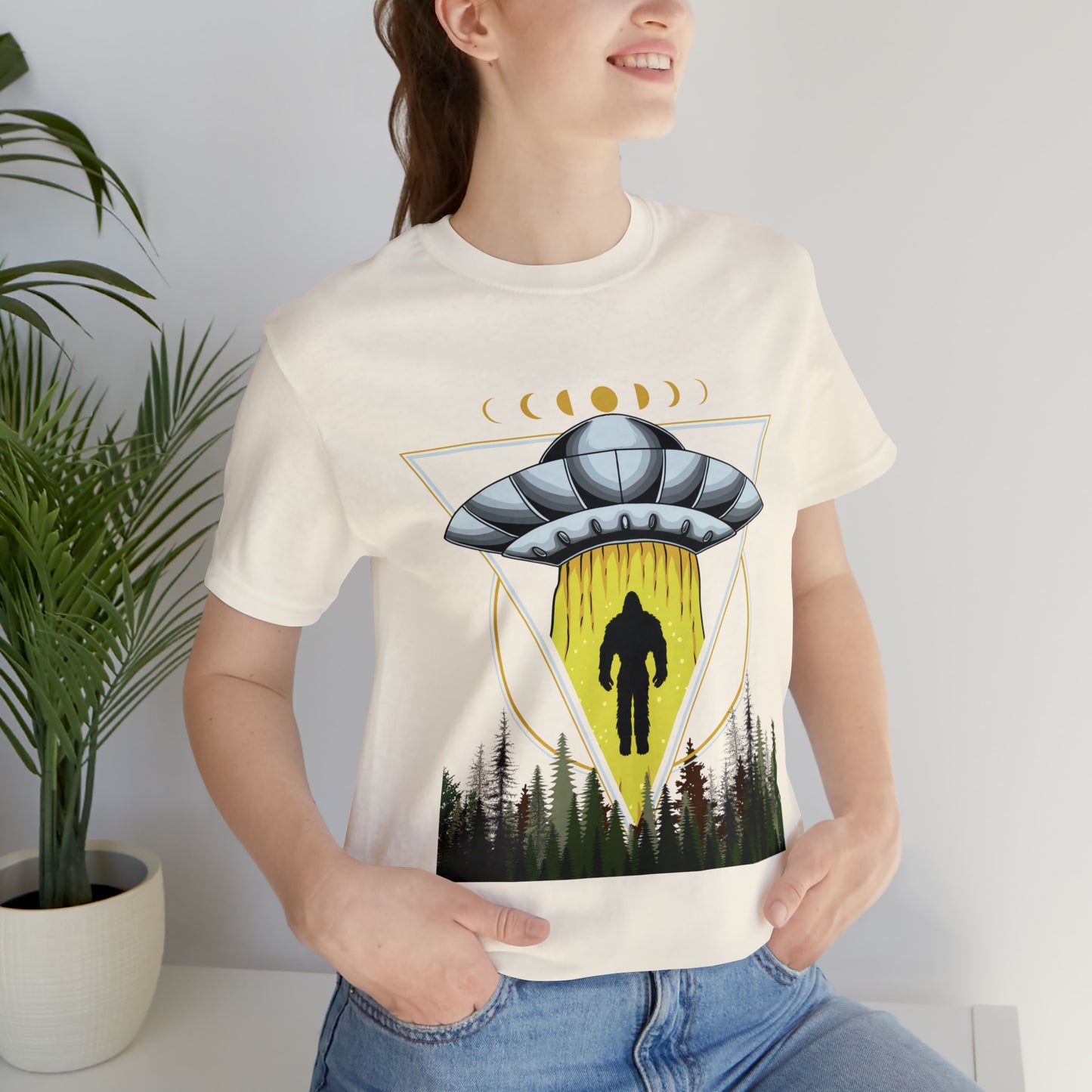 Bigfoot UFO Abduction Unisex Jersey Short Sleeve Tee