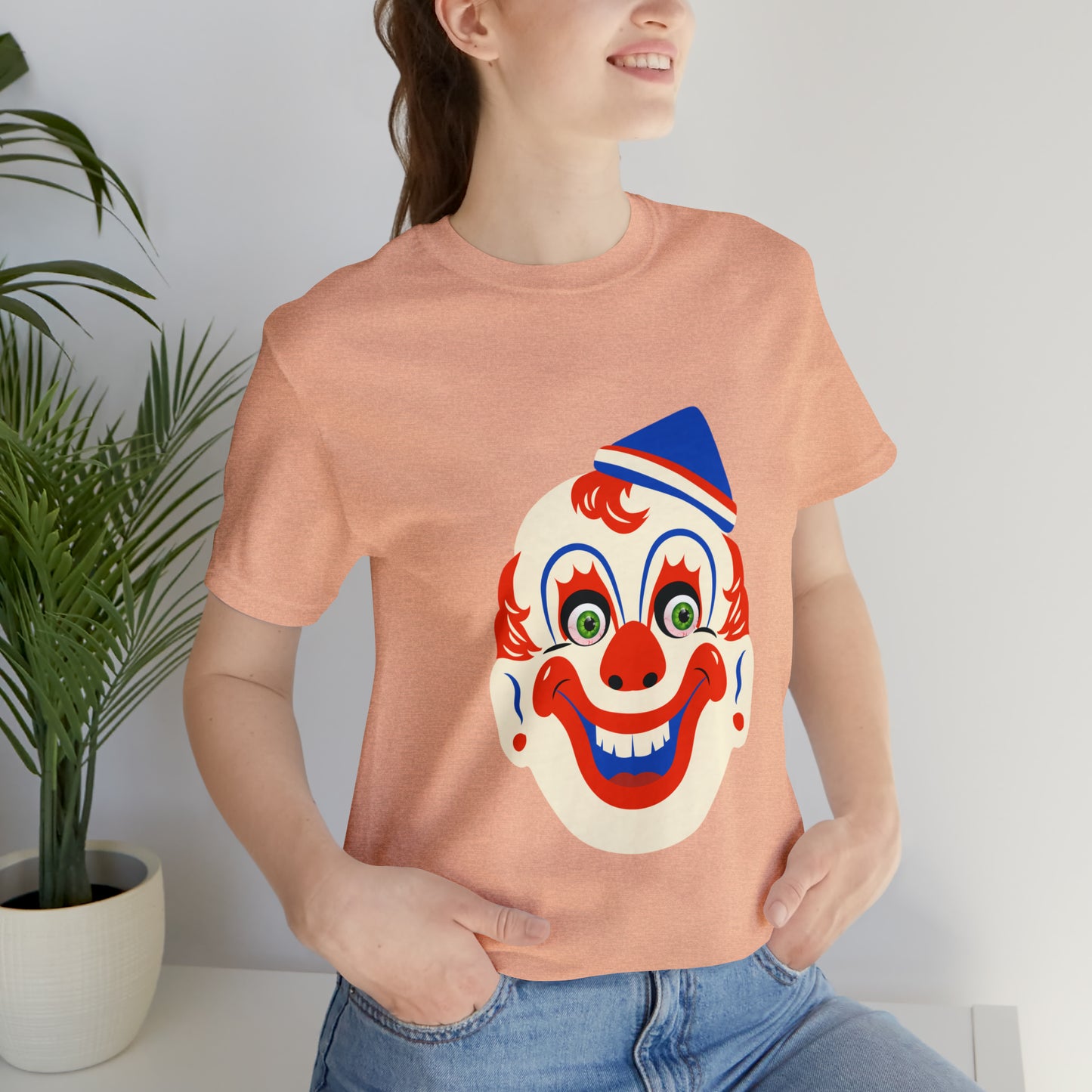 Halloween creepy clown mask Unisex Jersey Short Sleeve Tee