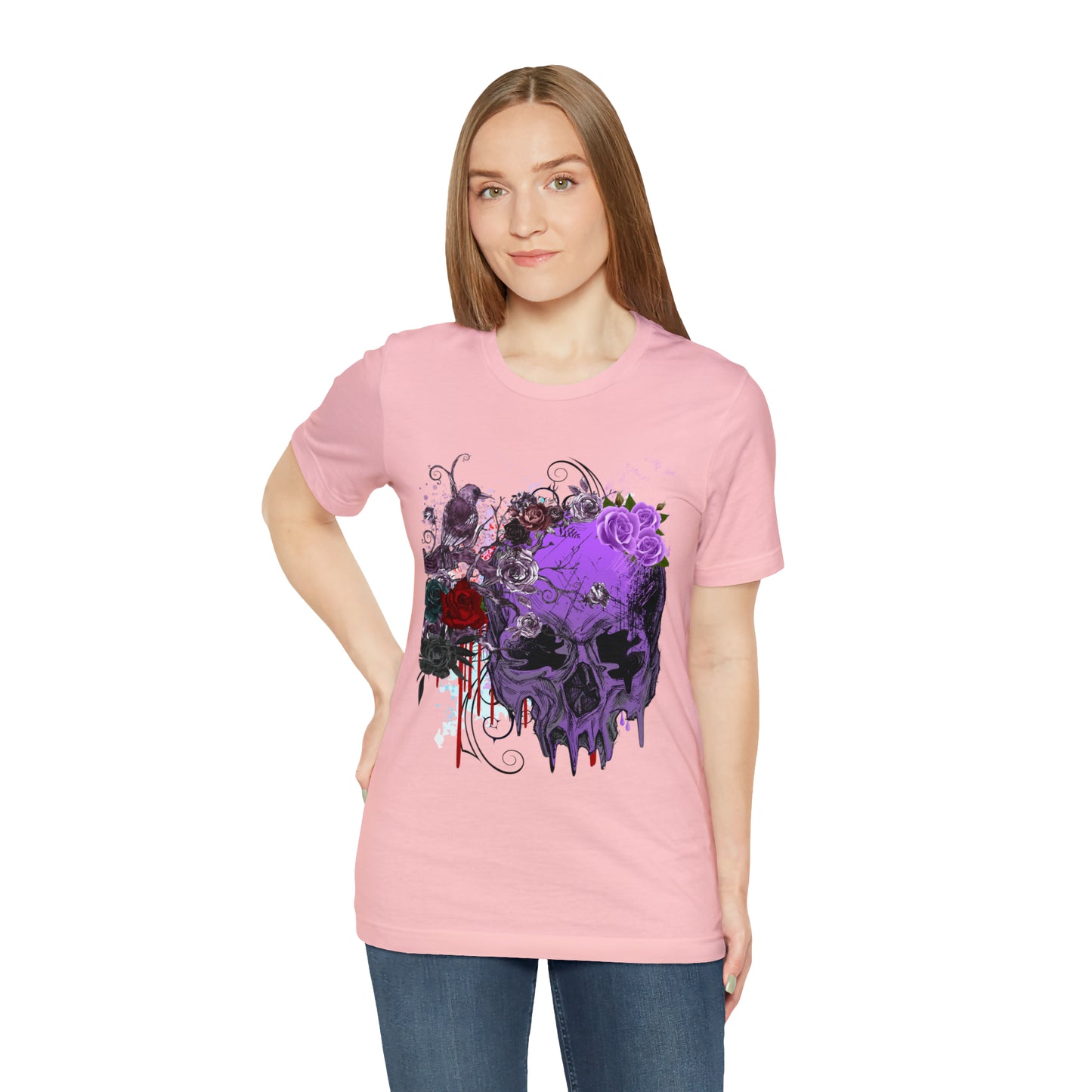 Halloween skull purple Unisex Jersey Short Sleeve Tee