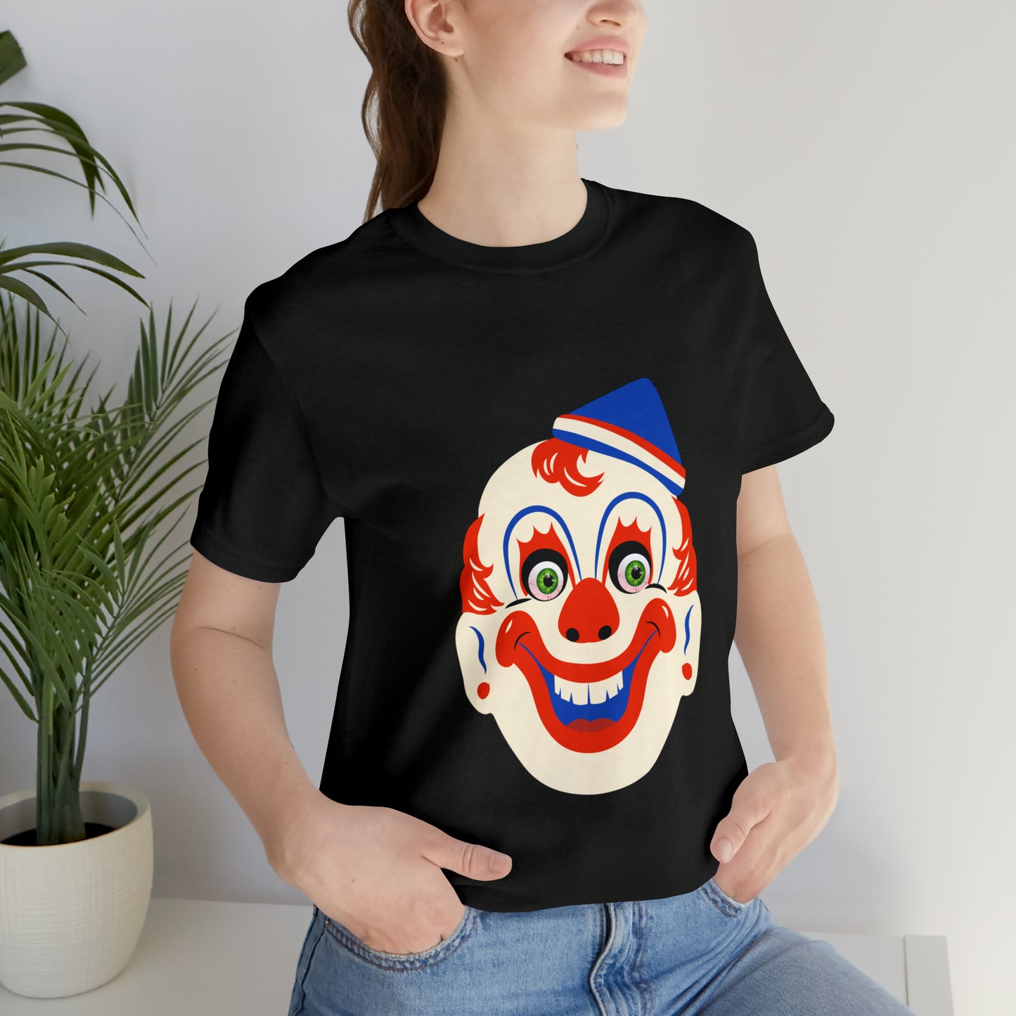 Halloween creepy clown mask Unisex Jersey Short Sleeve Tee