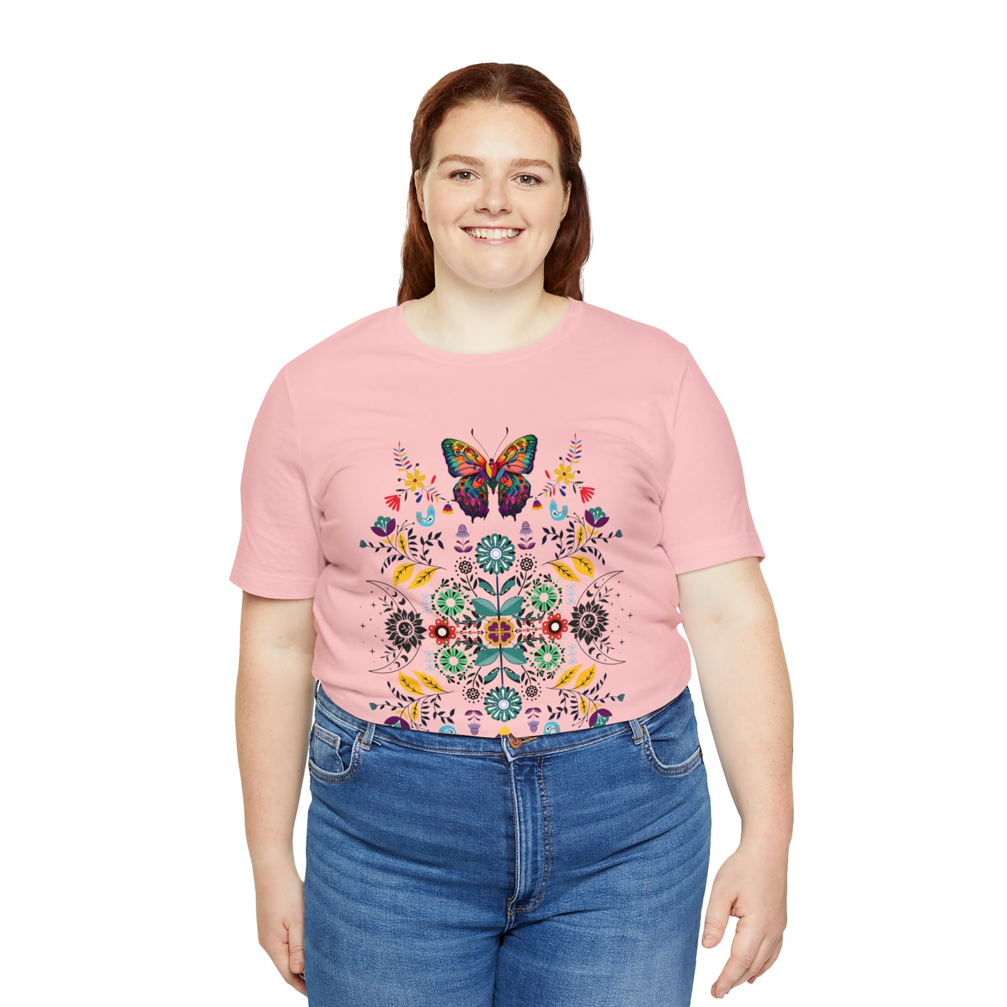 Celestial Folk art butterfly Unisex Jersey Short Sleeve Tee