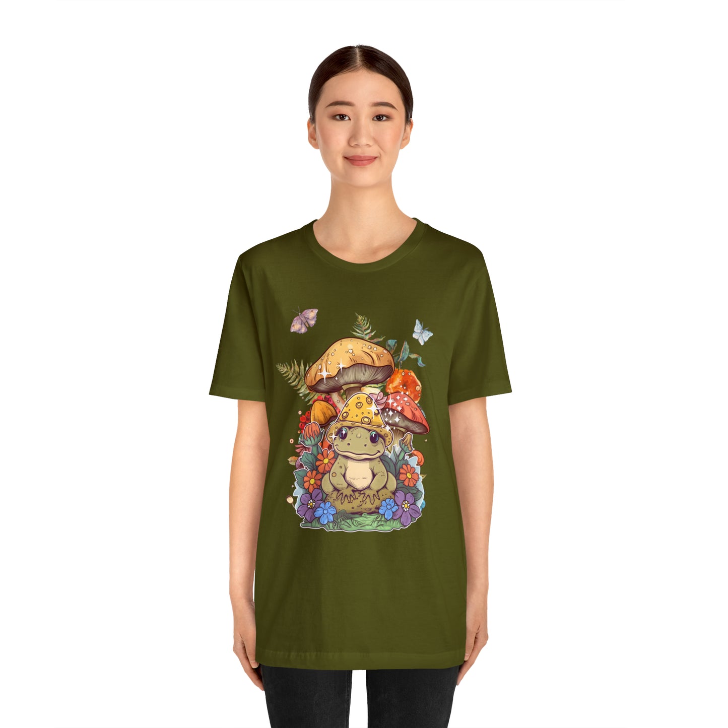 Frog and mushroom cute Unisex Jersey Short Sleeve Tee