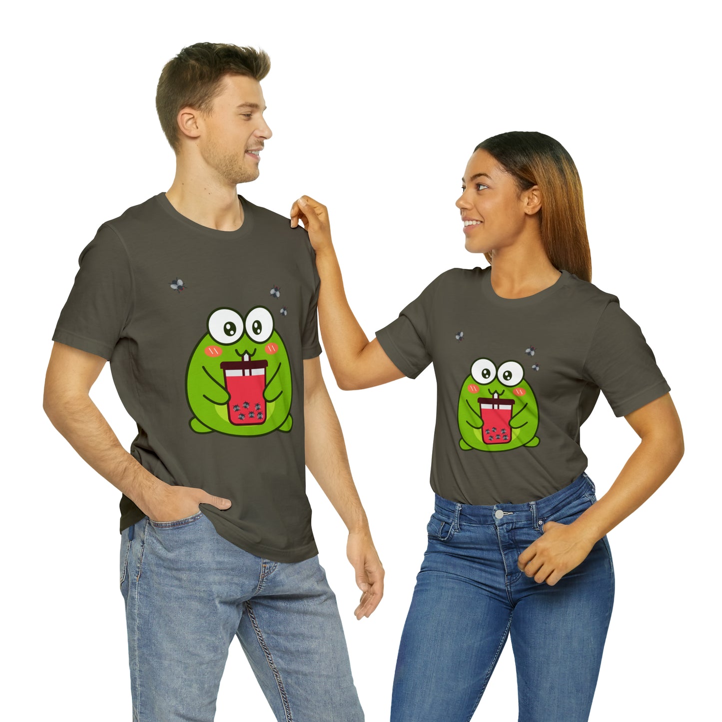 Frog loves boba tea Unisex Jersey Short Sleeve Tee