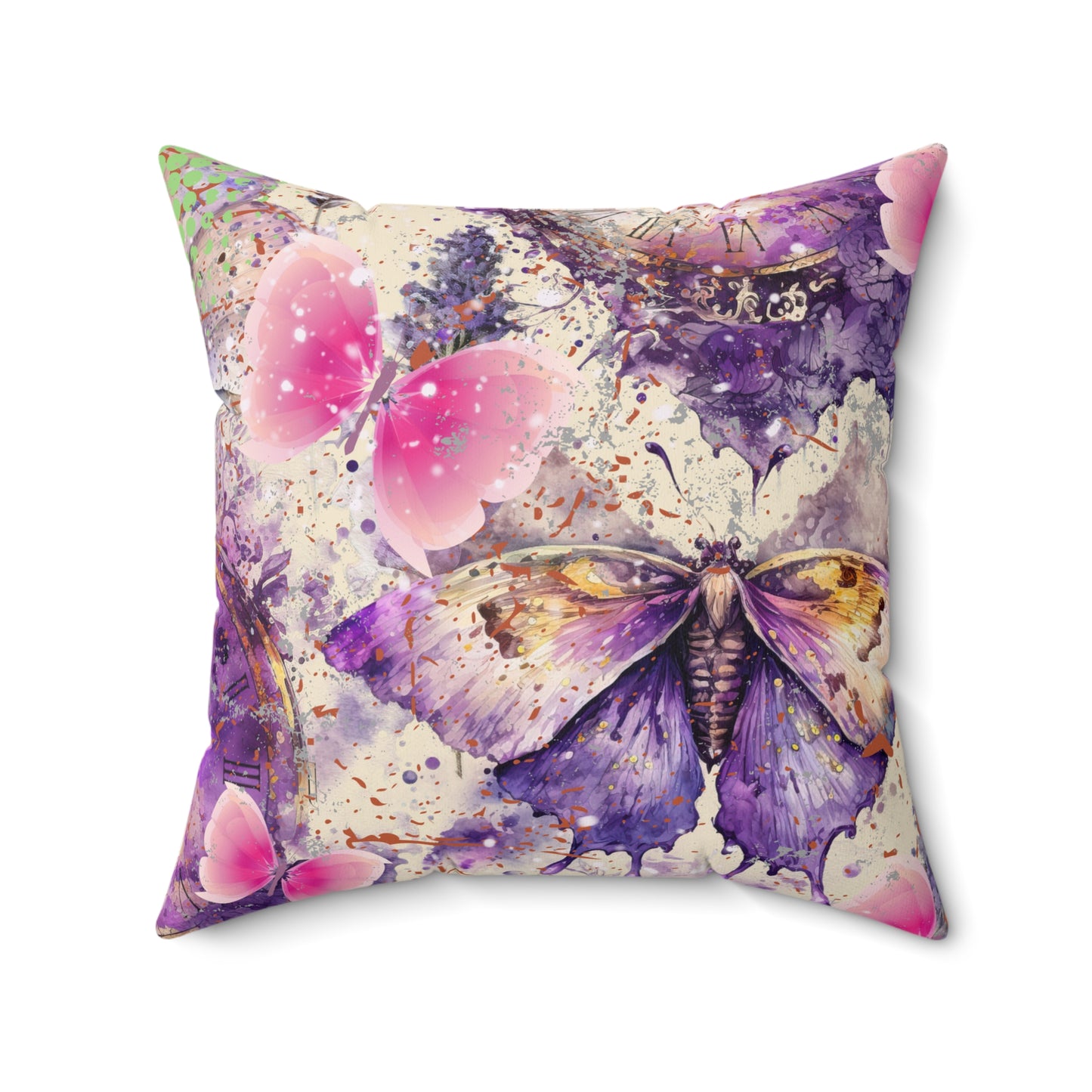 Purple floral Spun Polyester Square Pillow