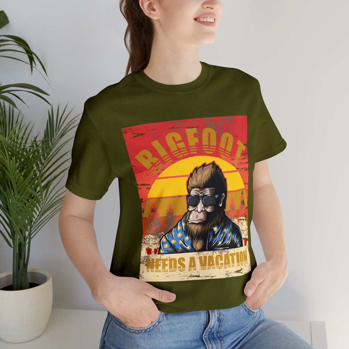 Bigfoot needs vacation Unisex Jersey Short Sleeve Tee