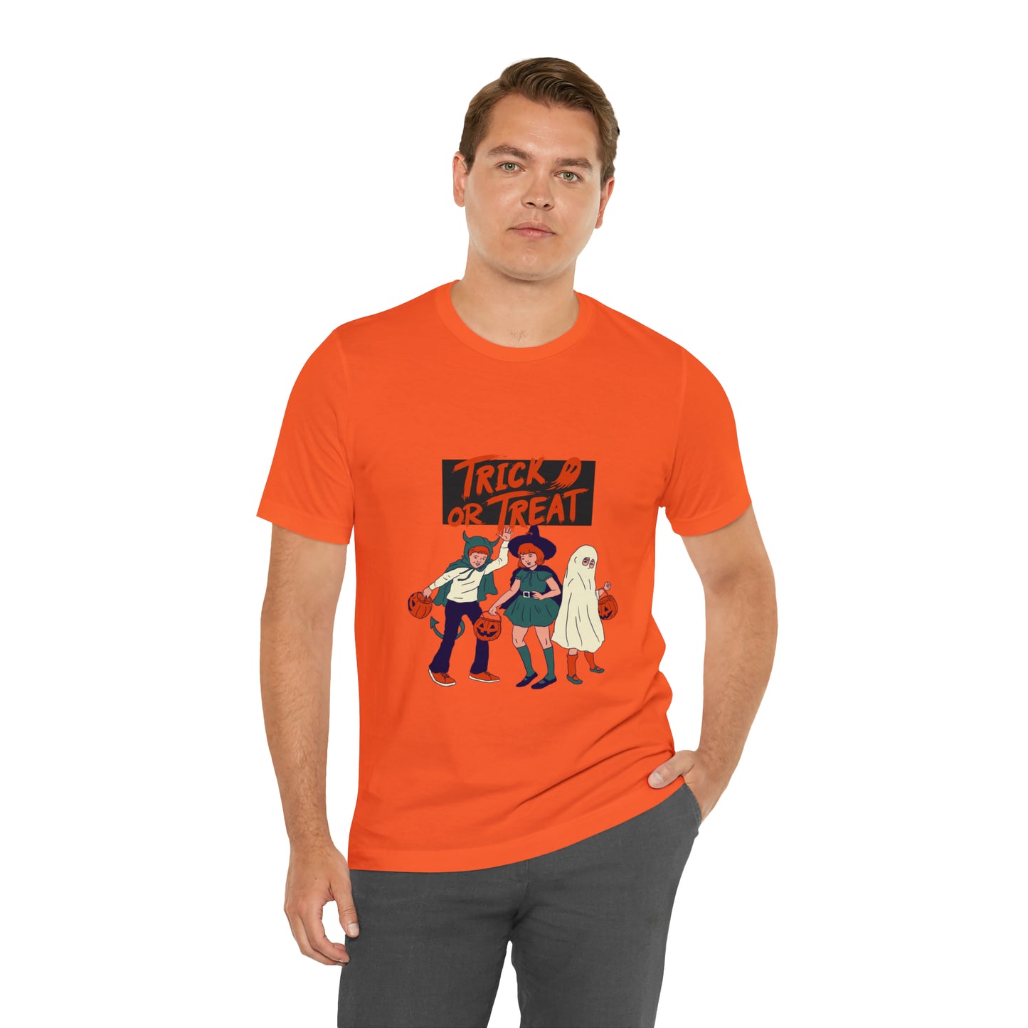 Halloween Trick or Treat Unisex Jersey Short Sleeve Tee