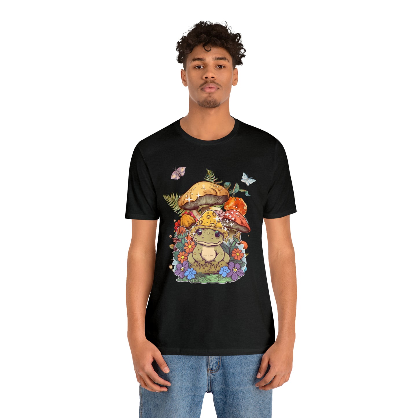 Frog and mushroom cute Unisex Jersey Short Sleeve Tee