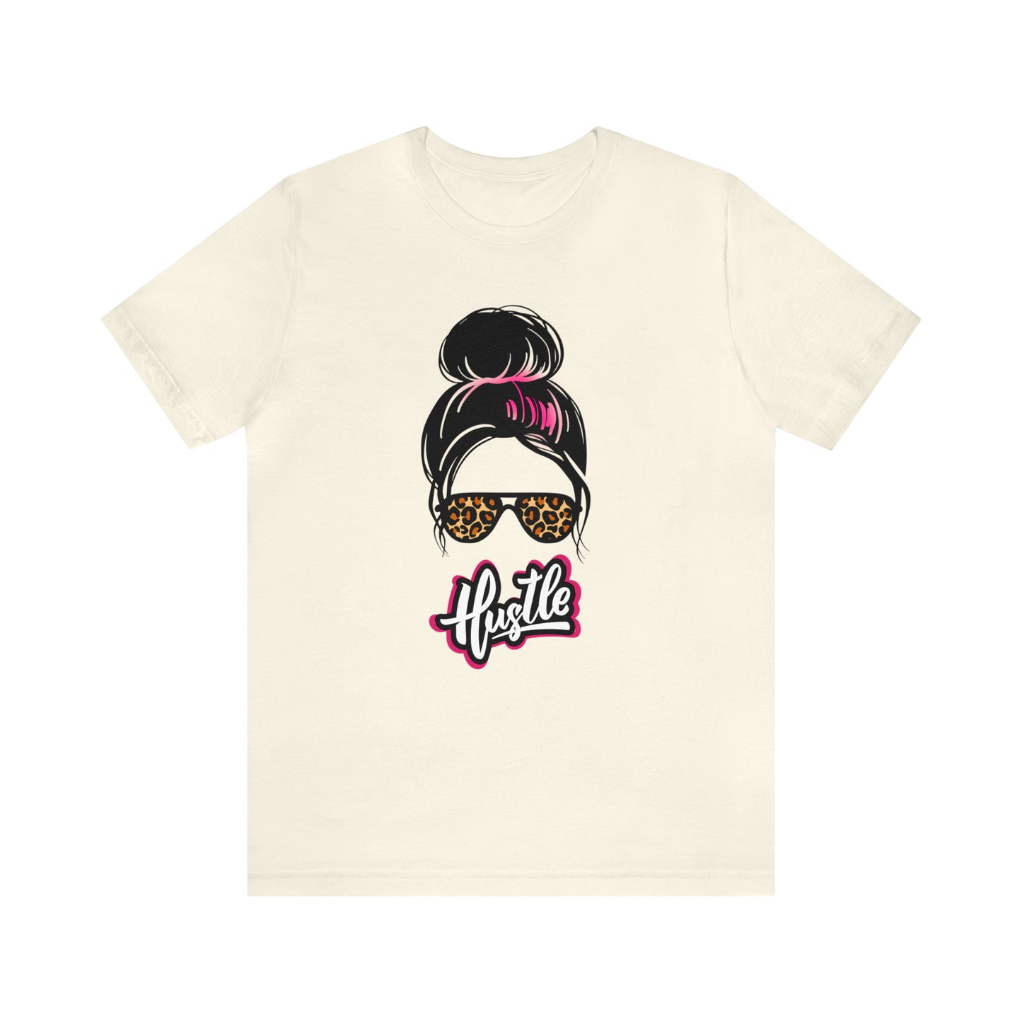 Hustle messy bun pink Unisex Jersey Short Sleeve Tee