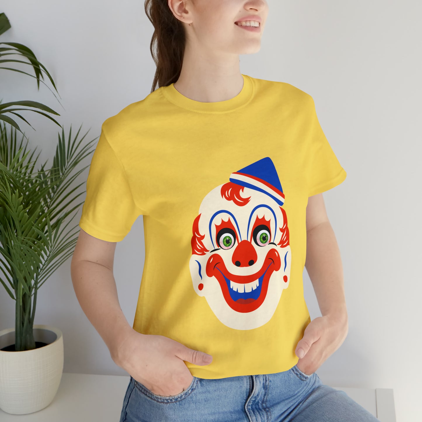 Halloween creepy clown mask Unisex Jersey Short Sleeve Tee