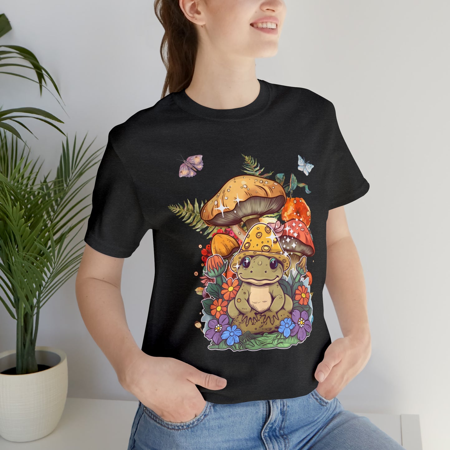 Frog and mushroom cute Unisex Jersey Short Sleeve Tee