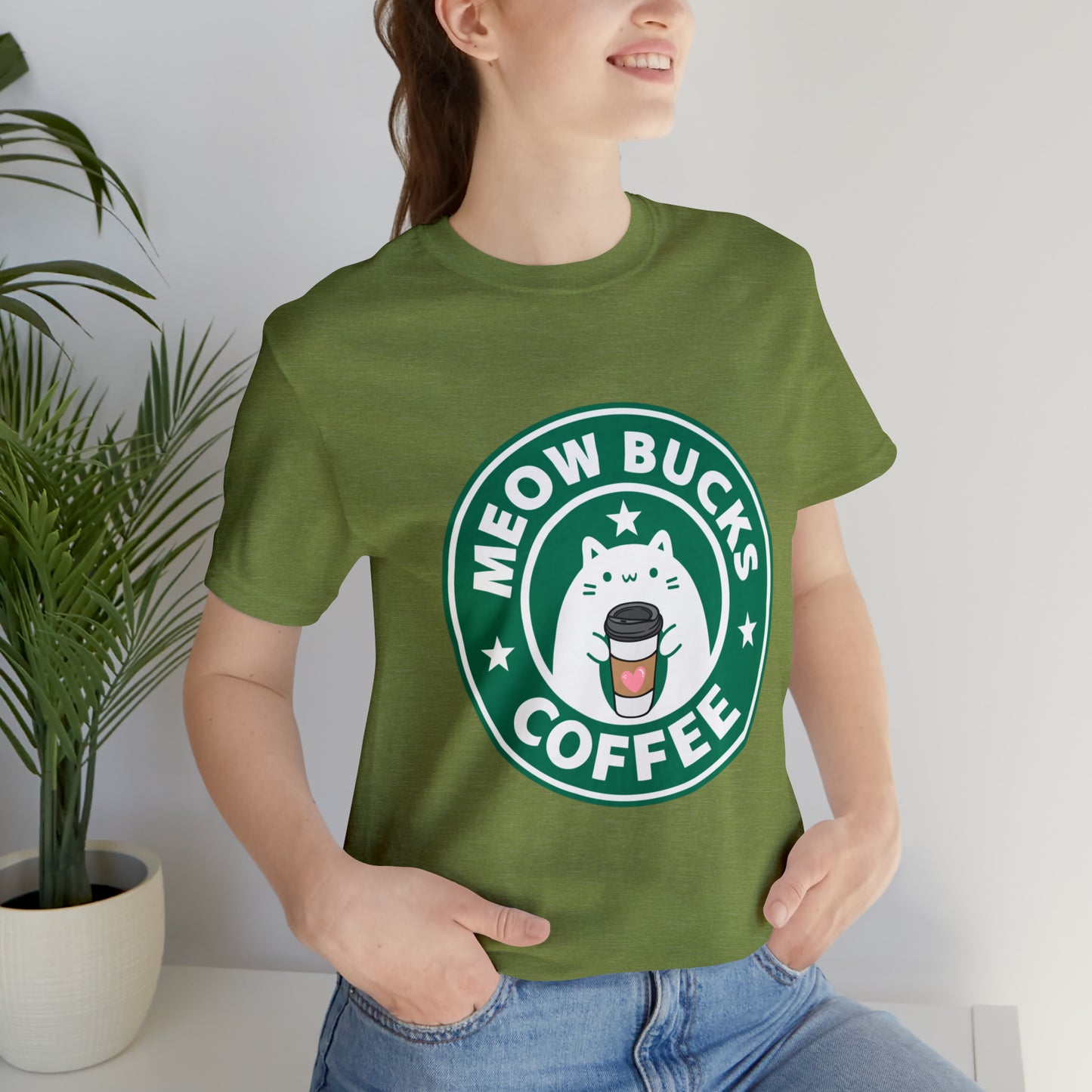 MeowBucks Coffee Unisex Jersey Short Sleeve Tee