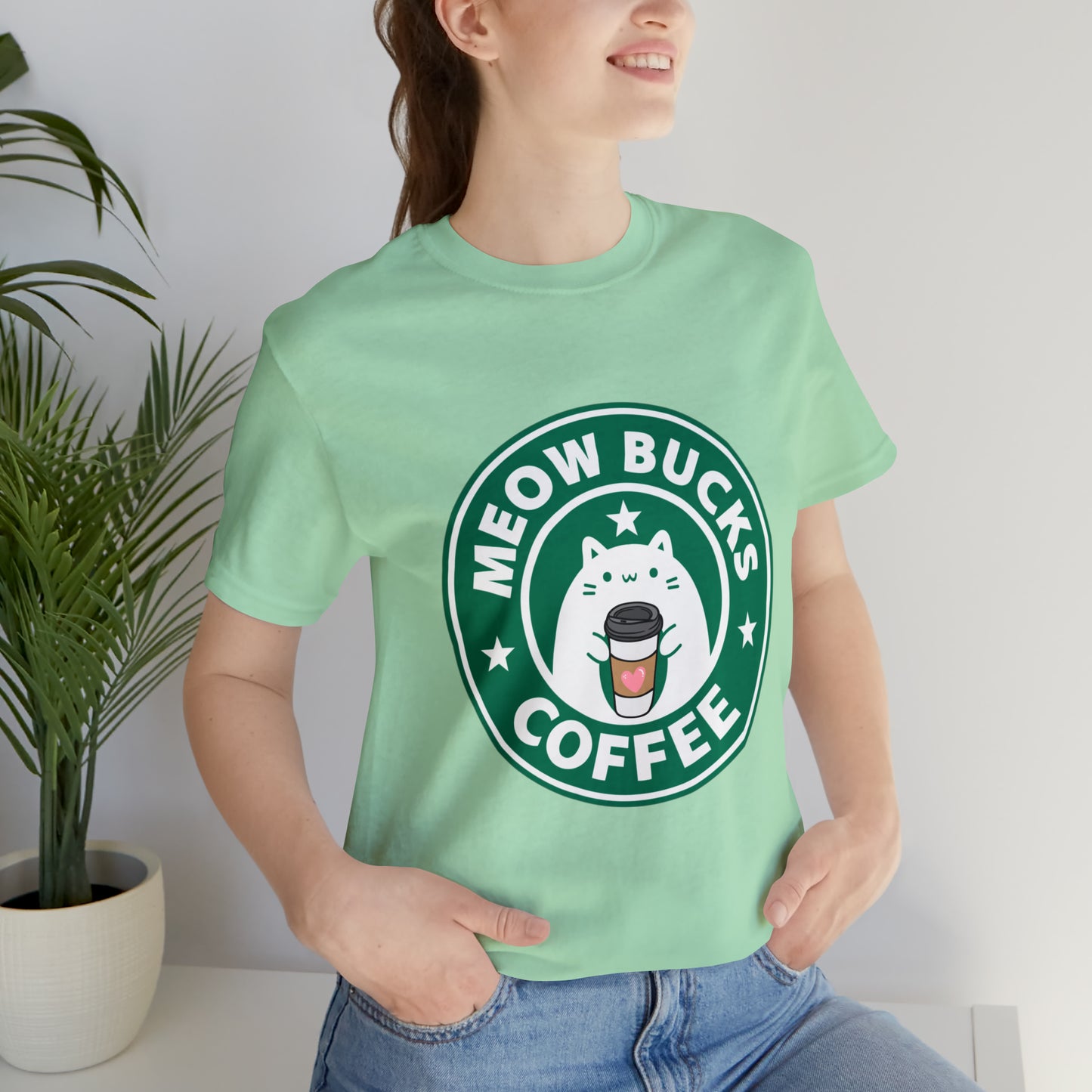 MeowBucks Coffee Unisex Jersey Short Sleeve Tee