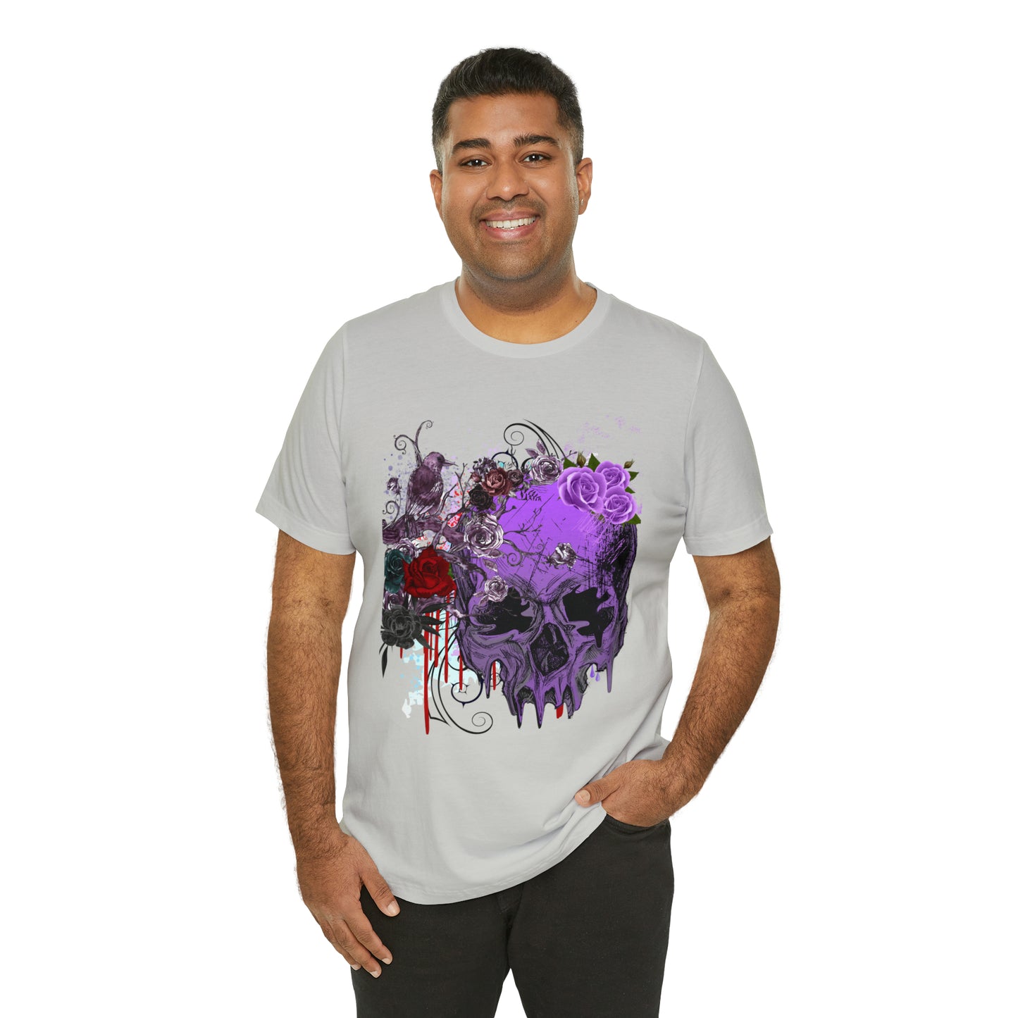 Halloween skull purple Unisex Jersey Short Sleeve Tee