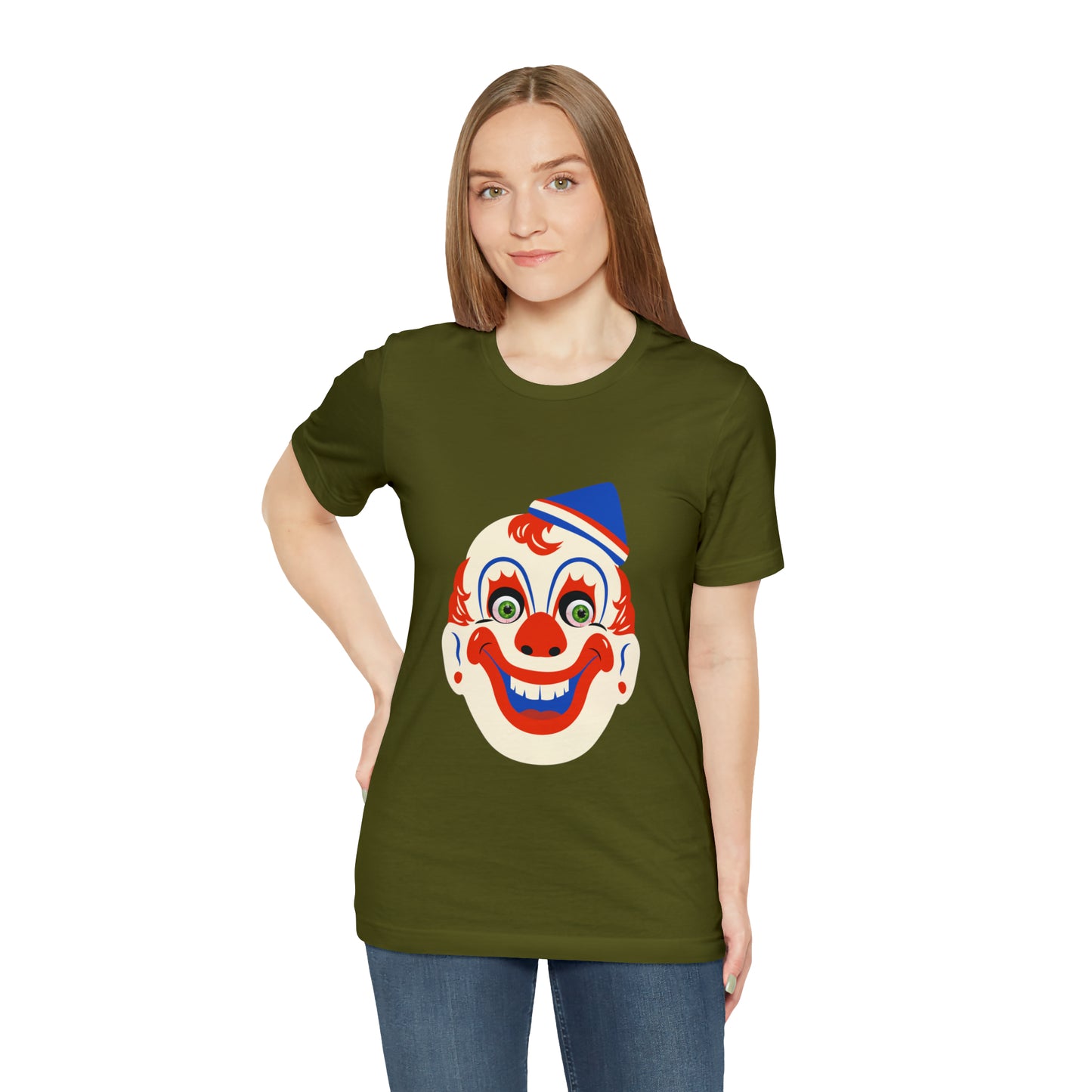 Halloween creepy clown mask Unisex Jersey Short Sleeve Tee