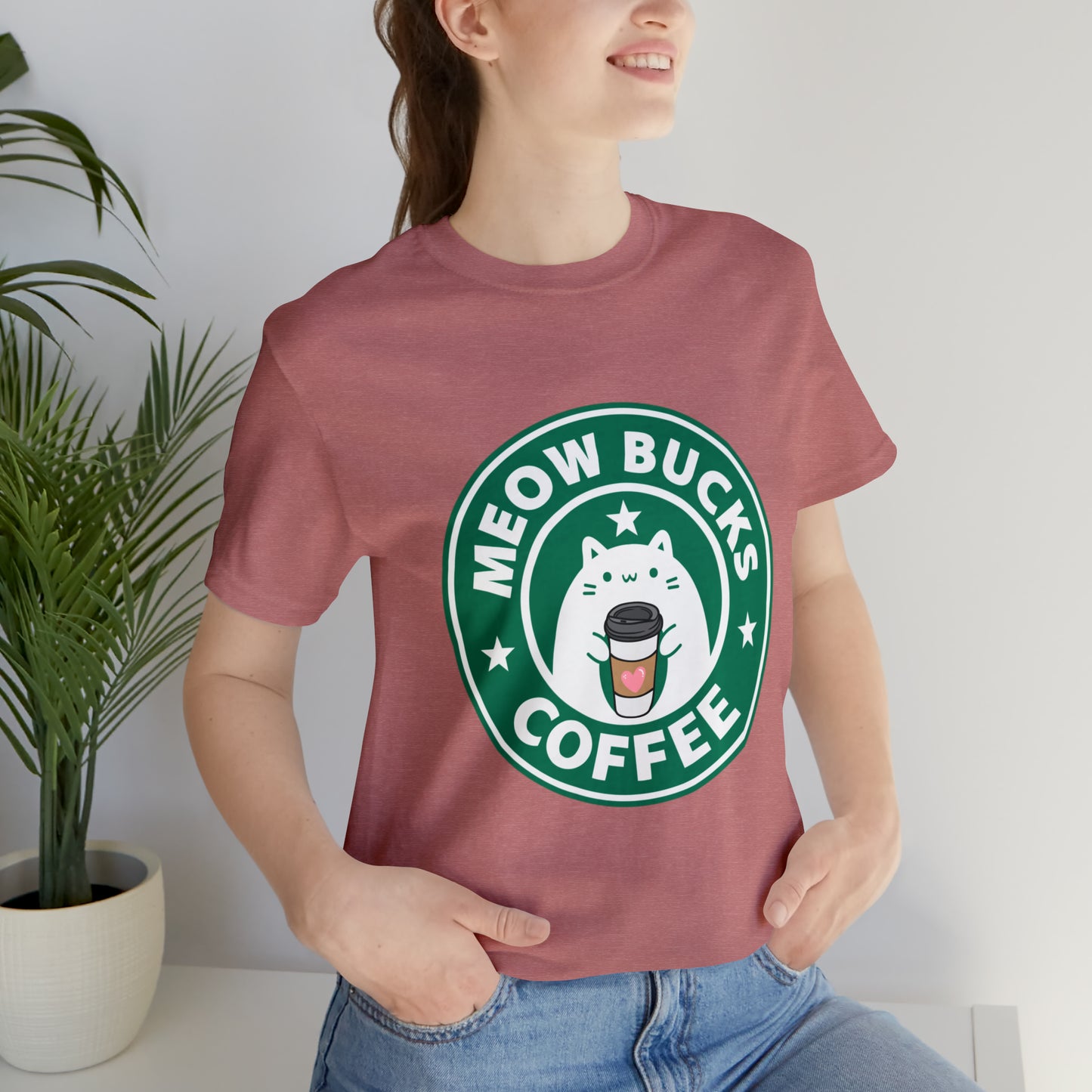 MeowBucks Coffee Unisex Jersey Short Sleeve Tee