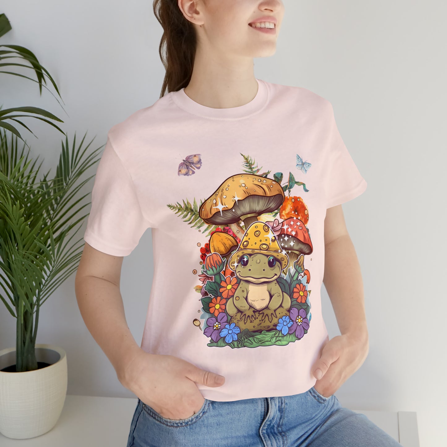 Frog and mushroom cute Unisex Jersey Short Sleeve Tee