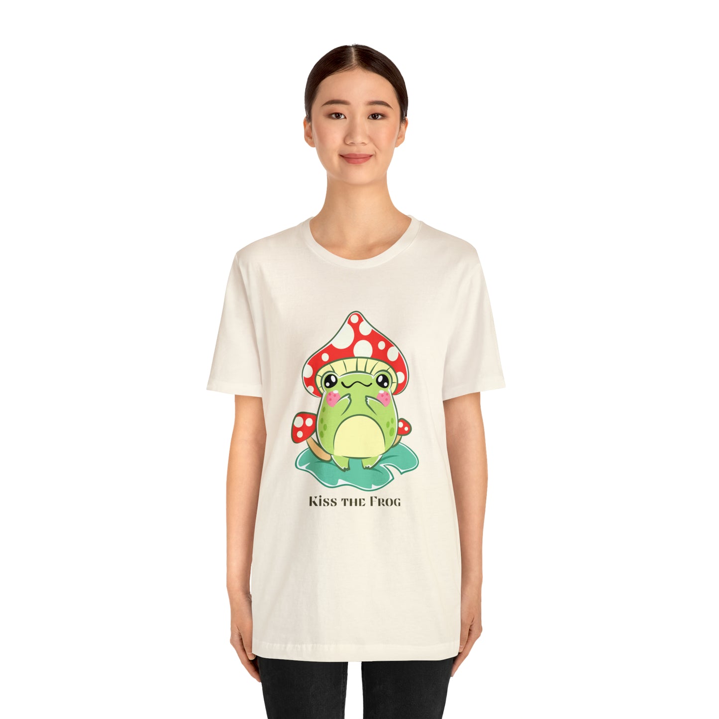 Kiss the frog kawaii cute Unisex Jersey Short Sleeve Tee