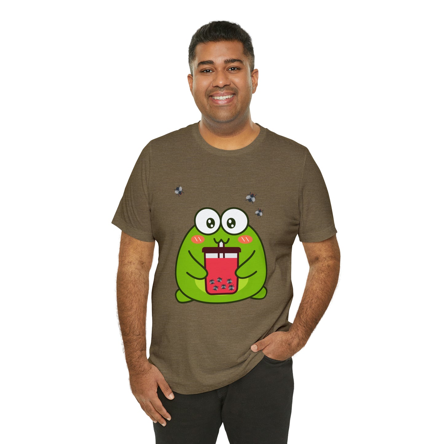 Frog loves boba tea Unisex Jersey Short Sleeve Tee