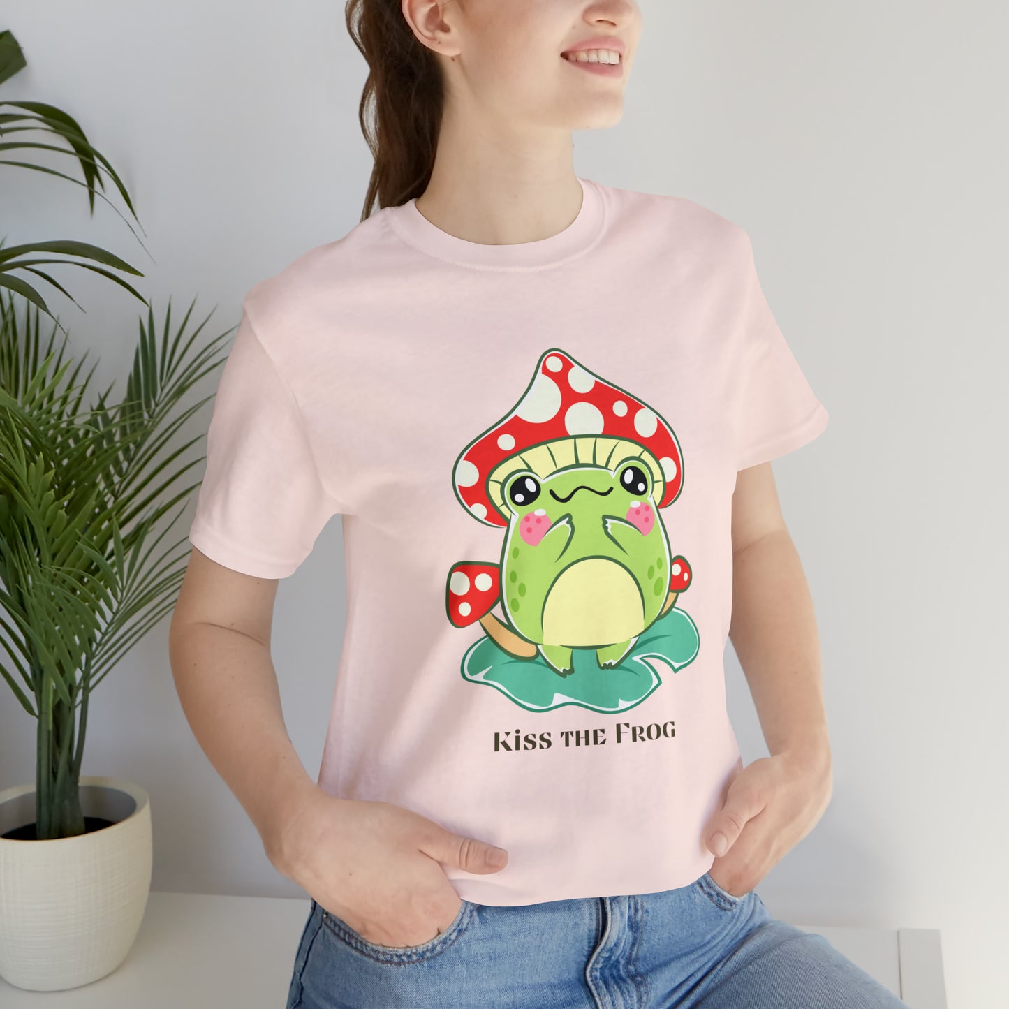 Kiss the frog kawaii cute Unisex Jersey Short Sleeve Tee