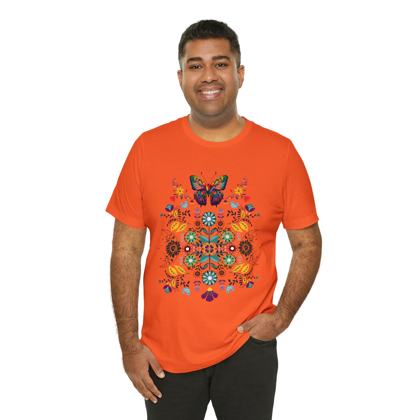 Celestial Folk art butterfly Unisex Jersey Short Sleeve Tee