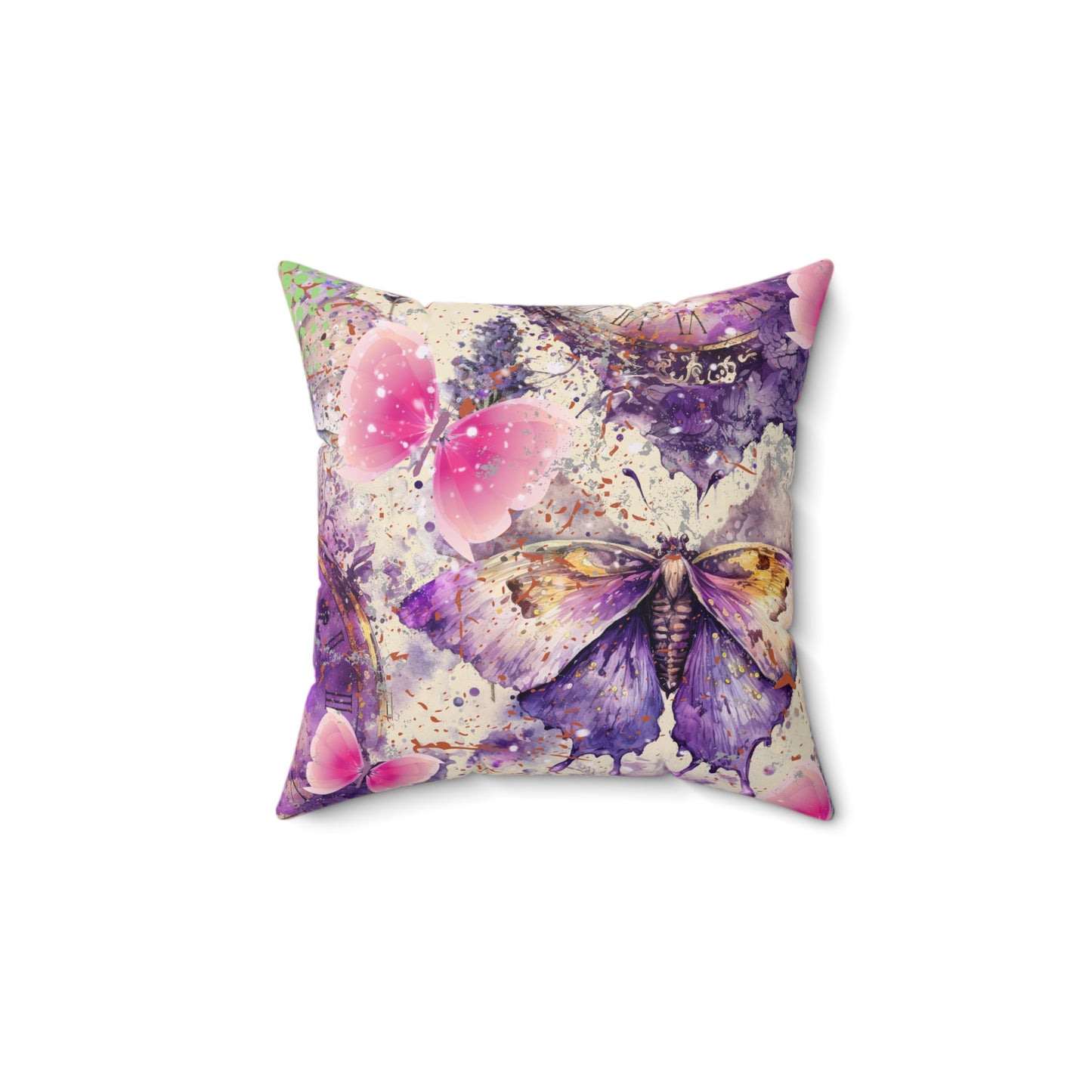 Purple floral Spun Polyester Square Pillow